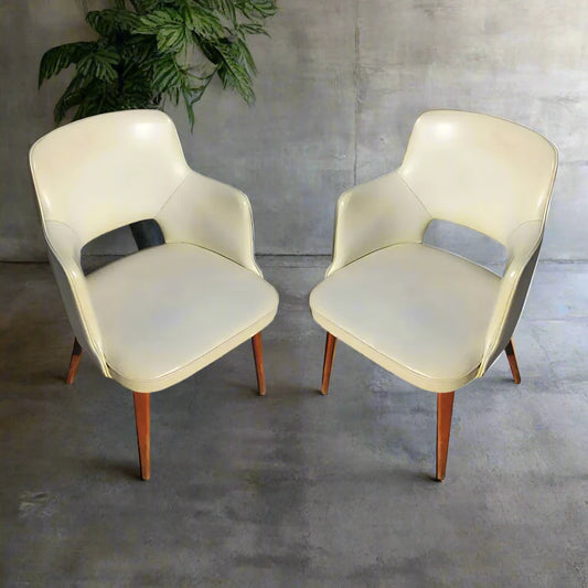 Two Vintage Thonet Side Chairs with Wood Legs