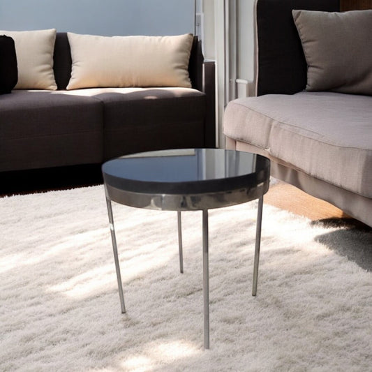 18″ Marble and Chrome Side Table