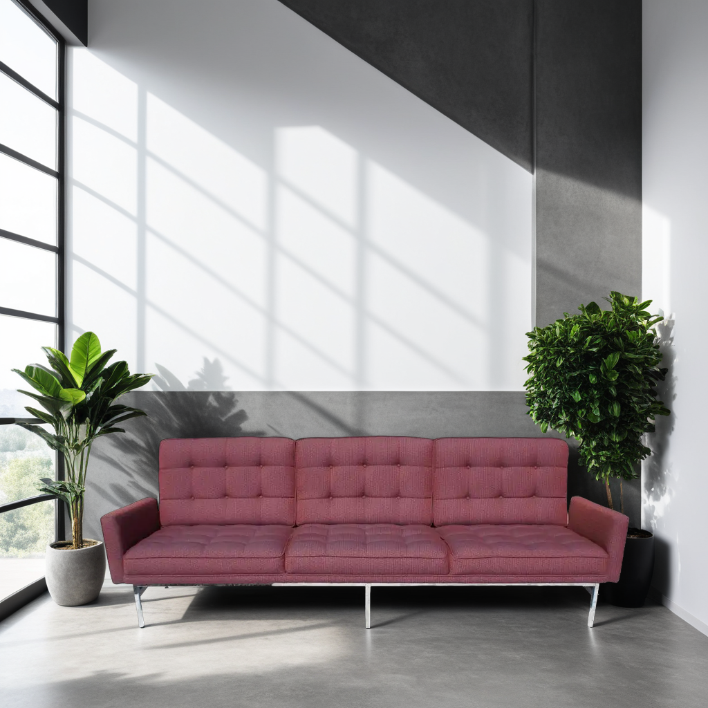 Florence Knoll Burgundy Sofa 3 Seater