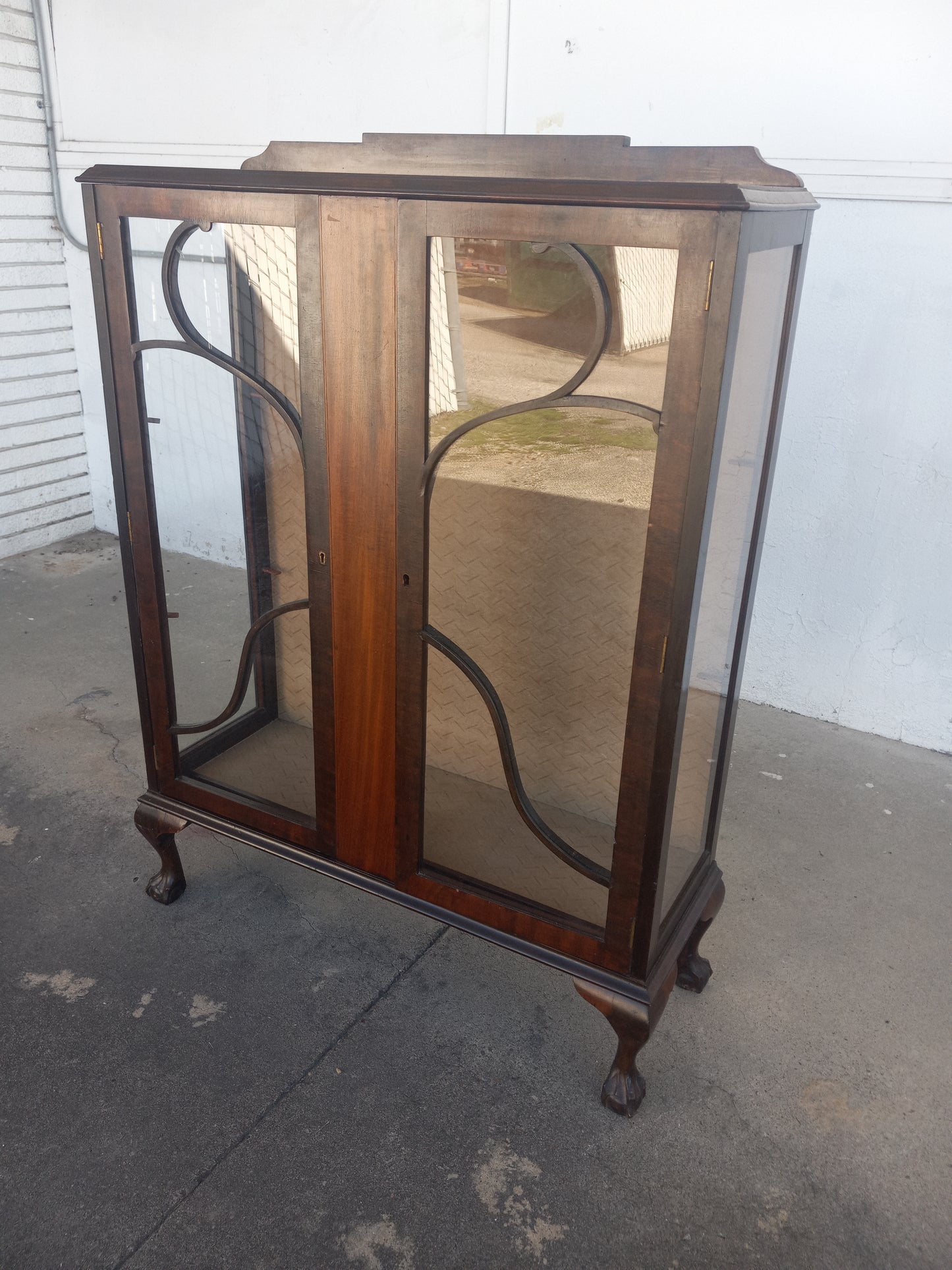 Mahogany Ball and Claw Curio Cabinet