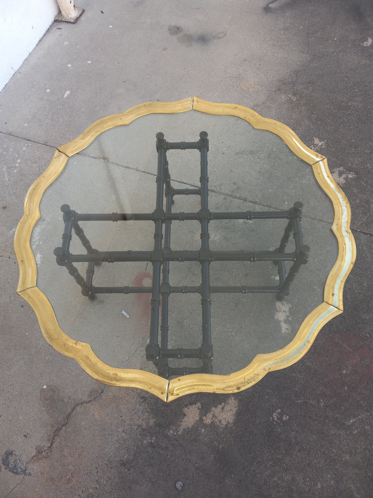 Brass Banded Glass Top Coffee Table