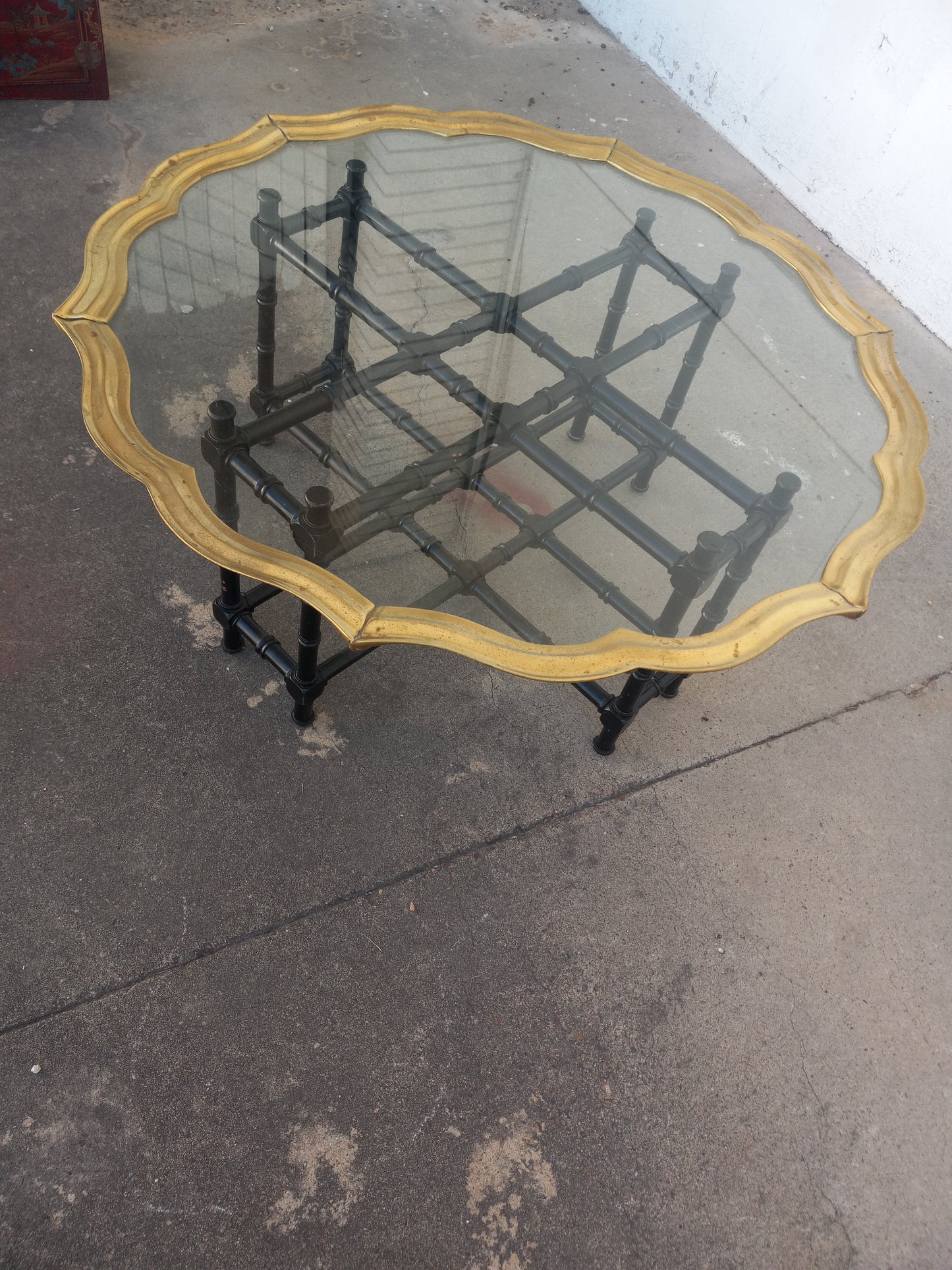 Brass Banded Glass Top Coffee Table