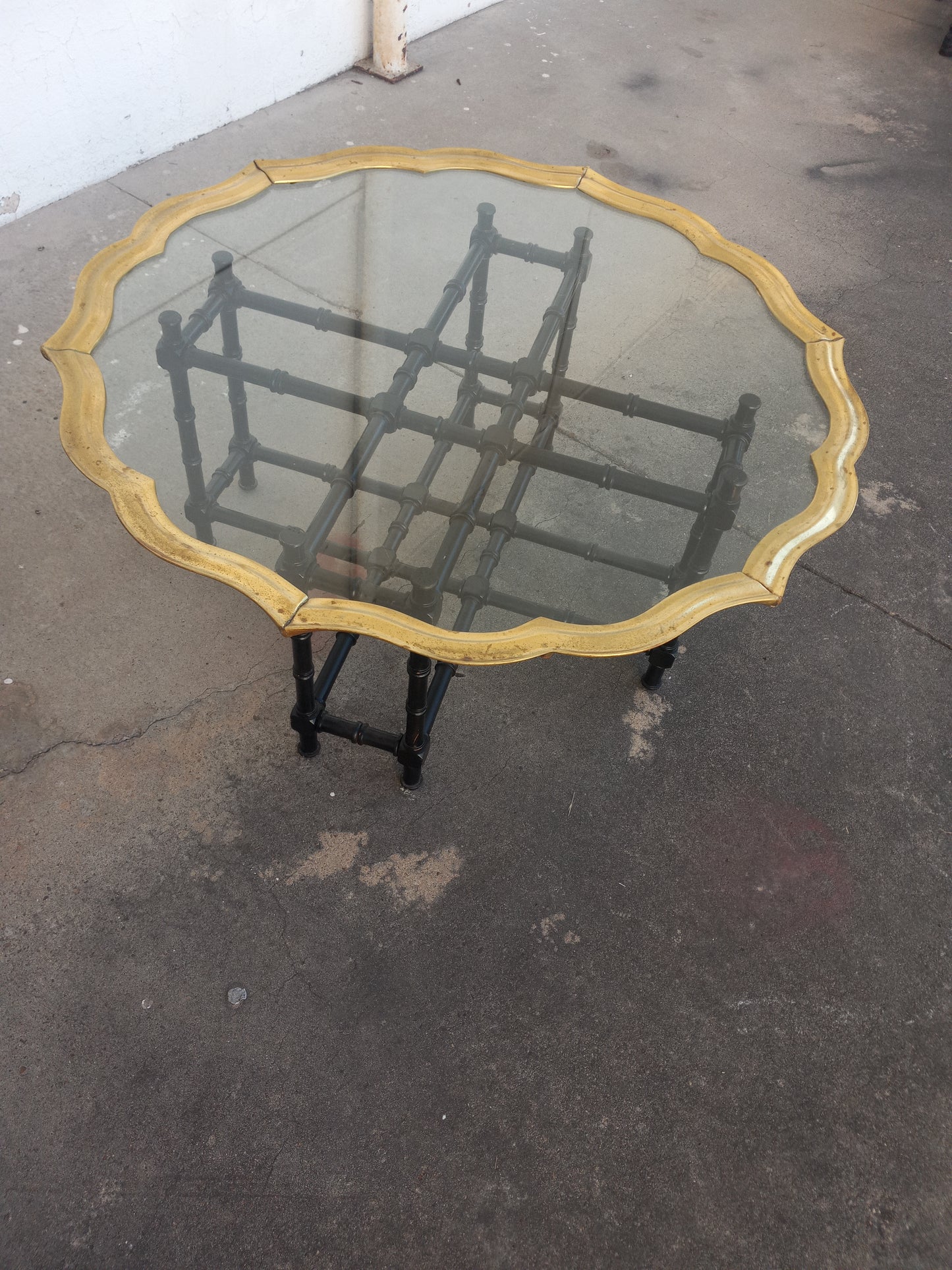 Brass Banded Glass Top Coffee Table