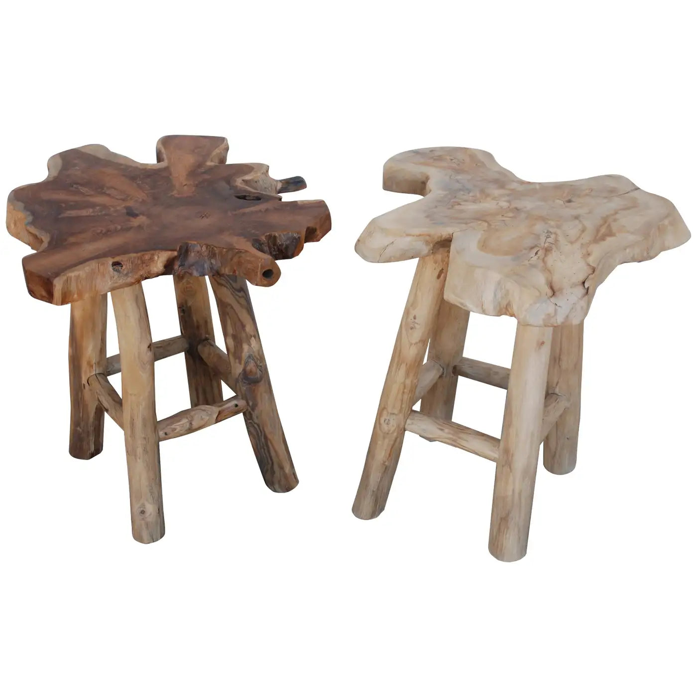 Pair of Rustic Live Edge Stools