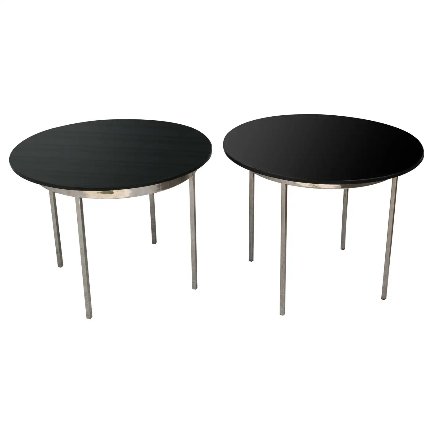 One Pair Mid Century Smoked Glass and Chrome Side Tables