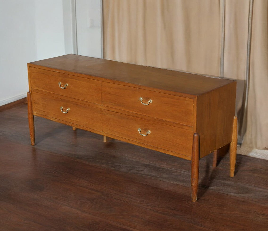 59″ Mid Century Modern Danish Walnut Cabinet Dresser (MR10418)