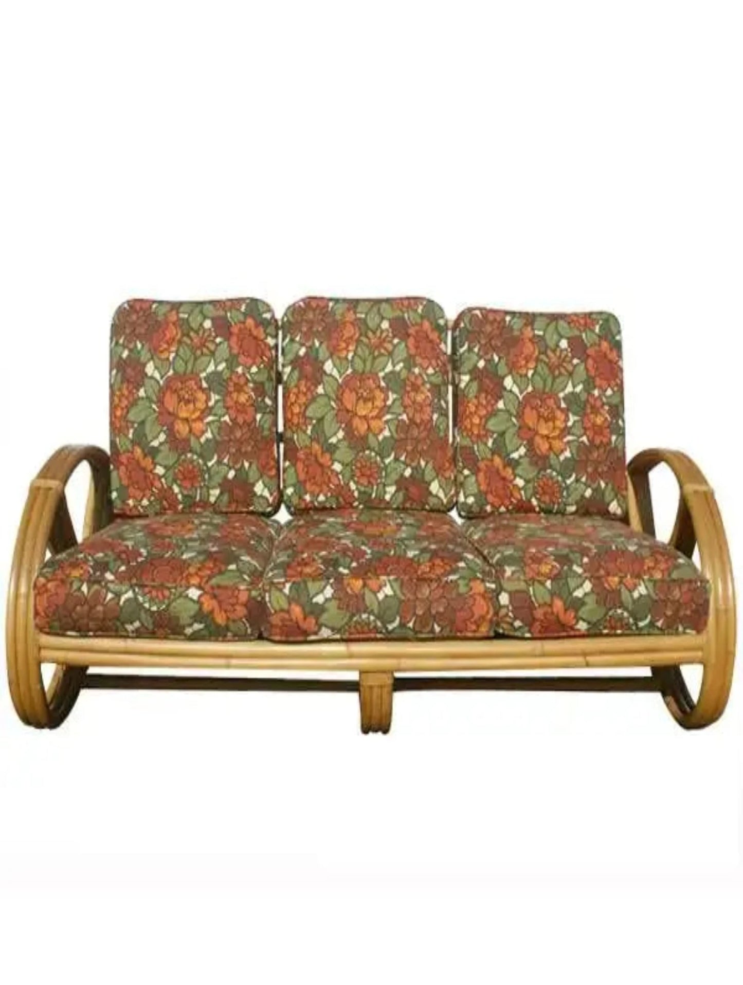 Rattan Sofa Lounge Tropical Incorporated by Paul Frankl Pretzel Design