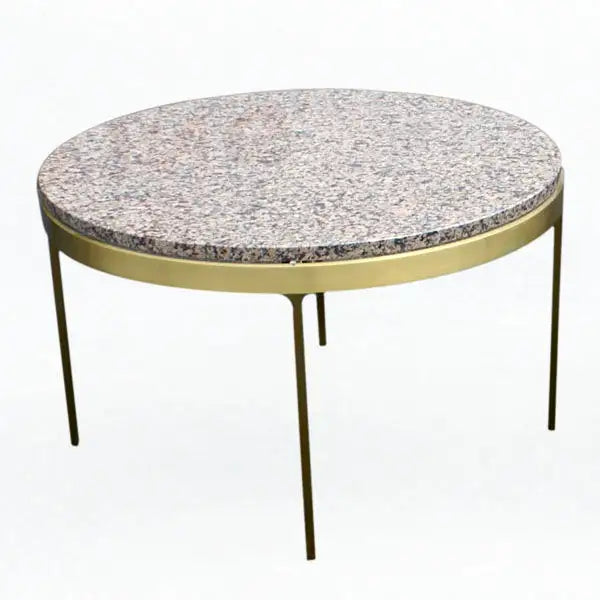 (2) 30″ Zographos Bronze & Pink Granite Low Side Table