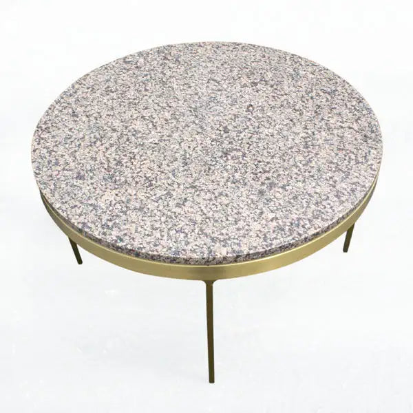 (2) 30″ Zographos Bronze & Pink Granite Low Side Table