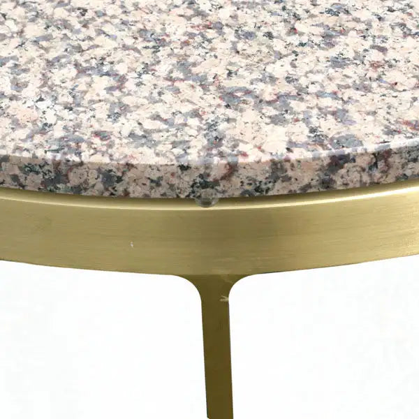 (2) 30″ Zographos Bronze & Pink Granite Low Side Table