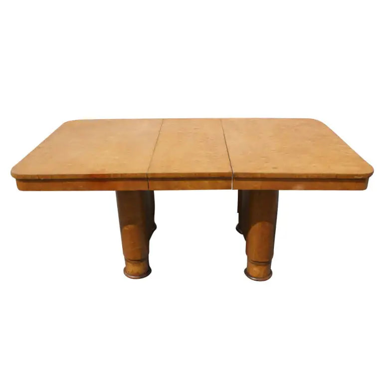 Art Deco Burl Birds Eye Maple Extension Dining Table