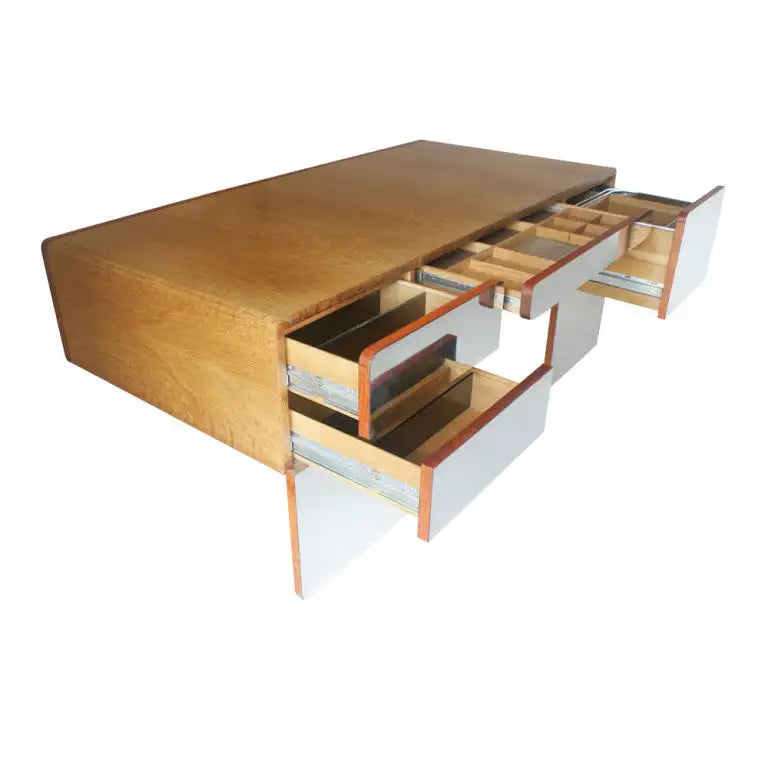 1970s Oak Mirrored Desk by Xception