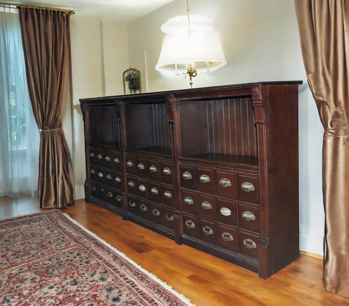 9FT Antique Early 20th Century Apothecary Cabinet