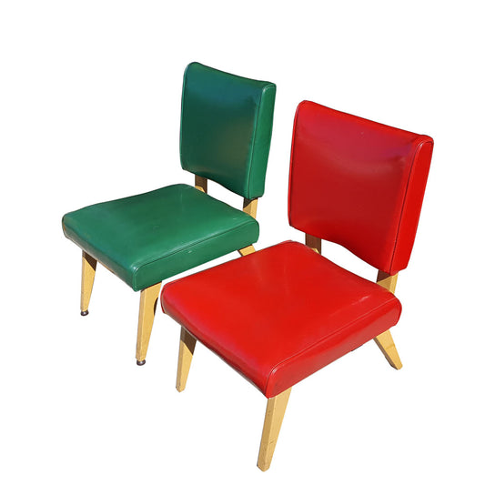 Pair of Vintage Mid Century Red & Green Vinyl Chair by Viking Artline Corp.