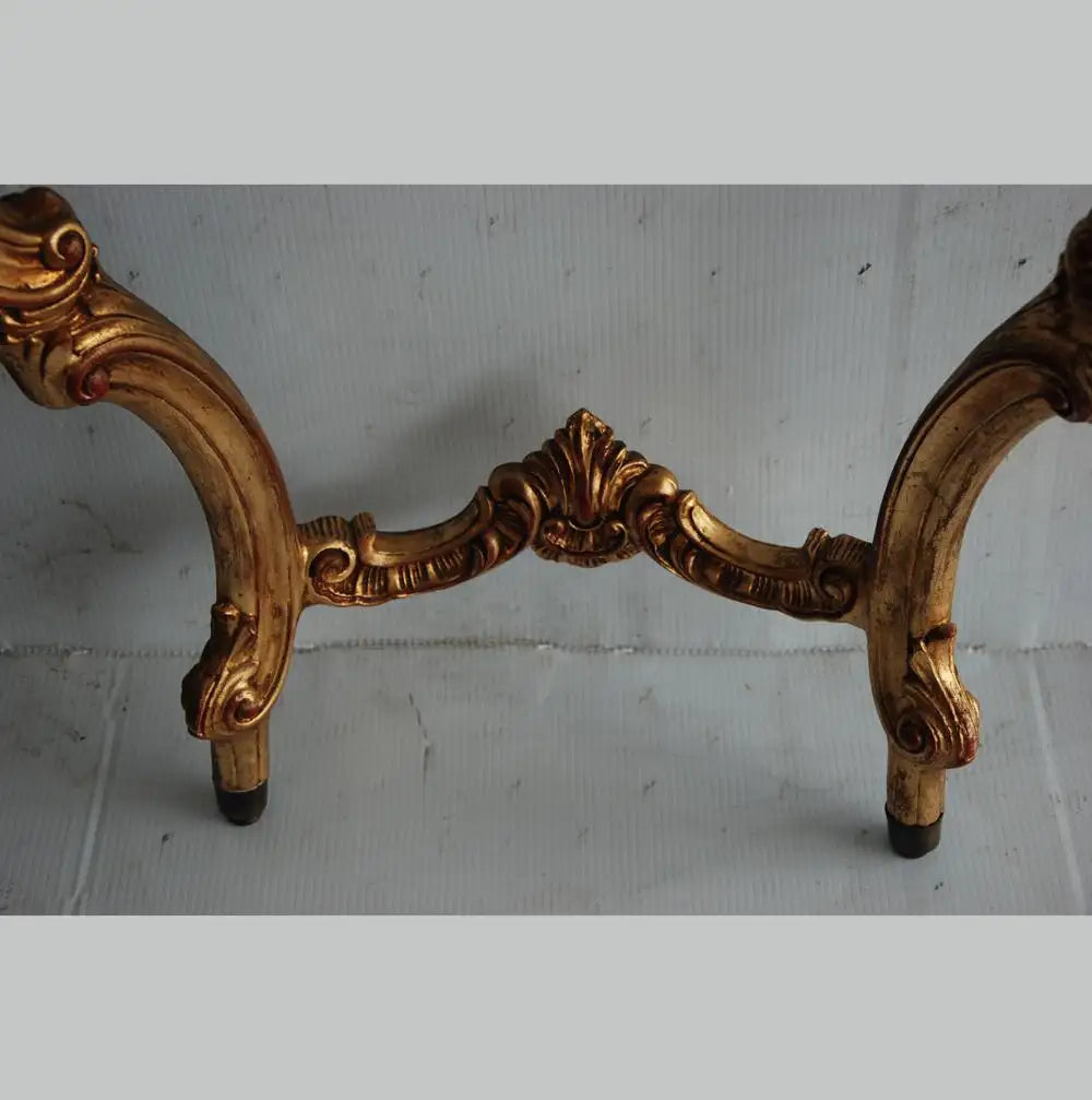 19th Century Italian Rococo Style Wall Mount Giltwood Marble Console Table