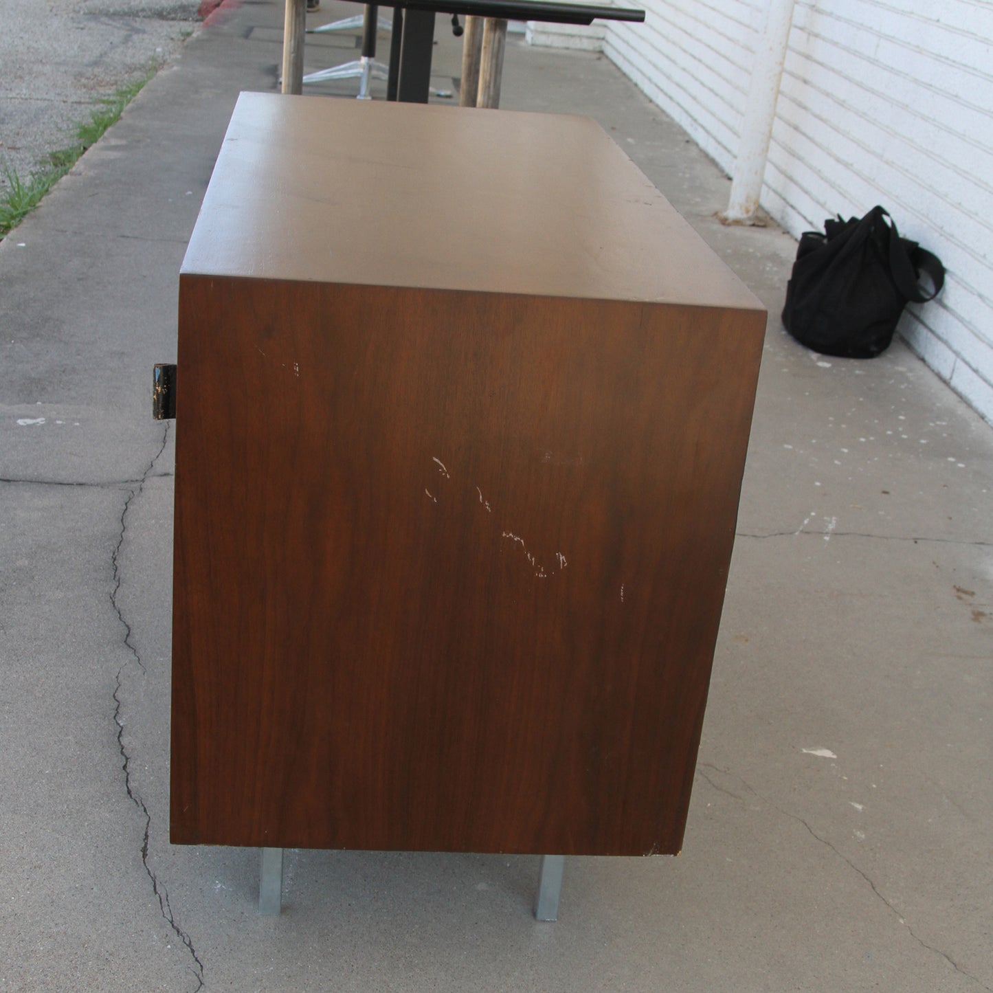 Knoll Credenza with Luxurious Leather Top and Cabinet Handles.