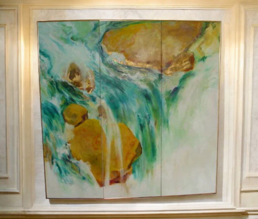 Abstract Folding Screen Oil Painting Waterfall Kanenson