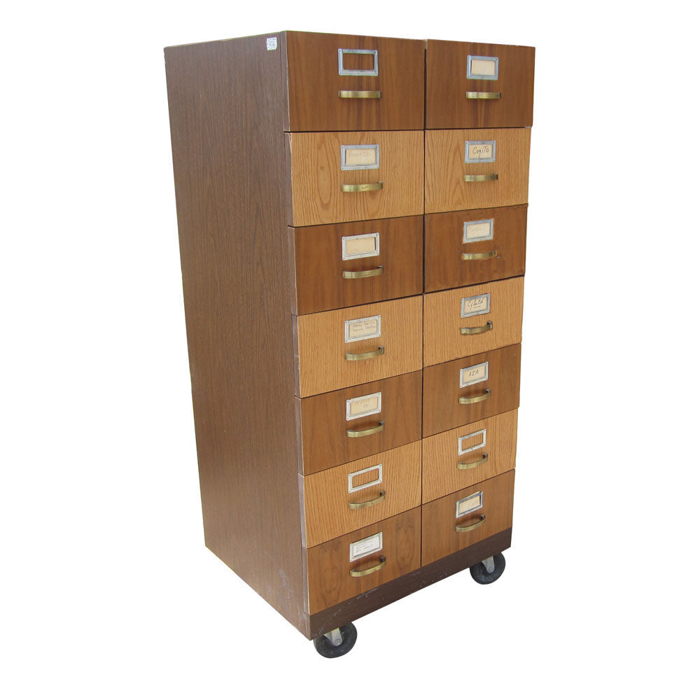 52” Vintage Rolling Card File Storage Cabinet (MR13853)