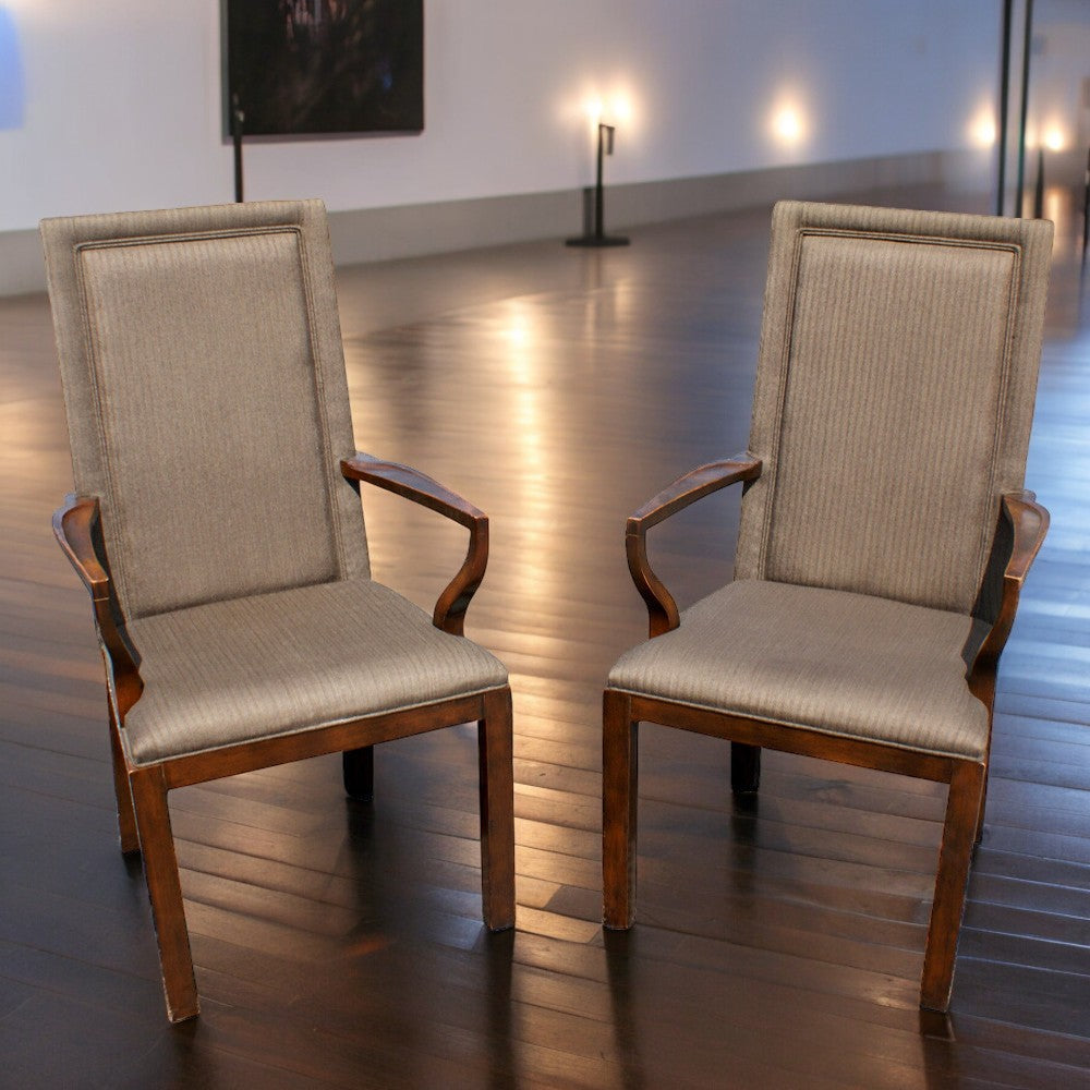 (2) Vintage High Back Arm Chairs by Baker (MR10669)