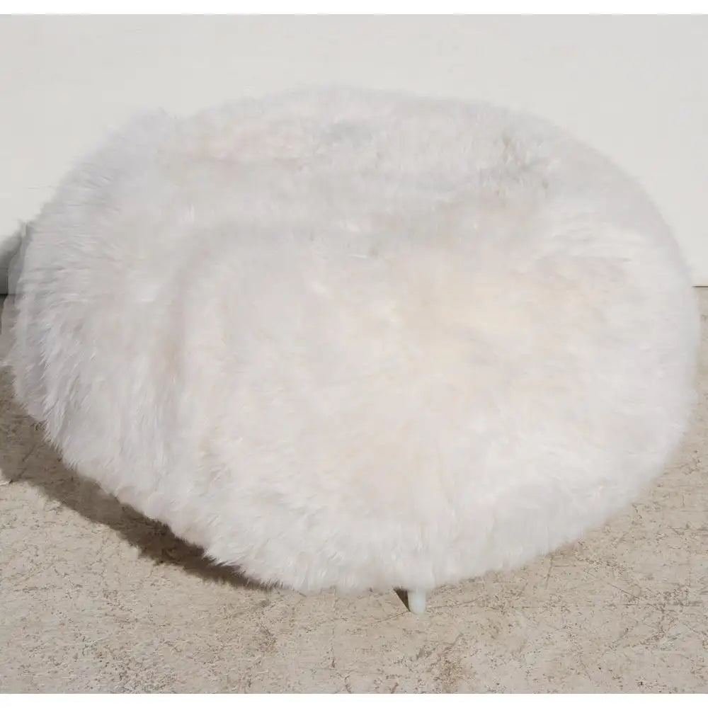 New Zealand Sheepskin Ottoman with Aluminum Legs by Allermuir