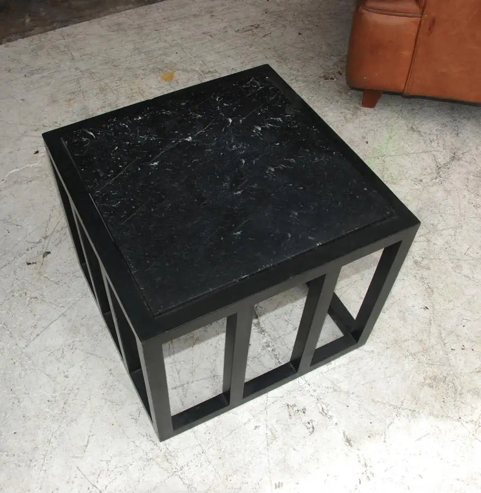 Ebonized Marble Side Table