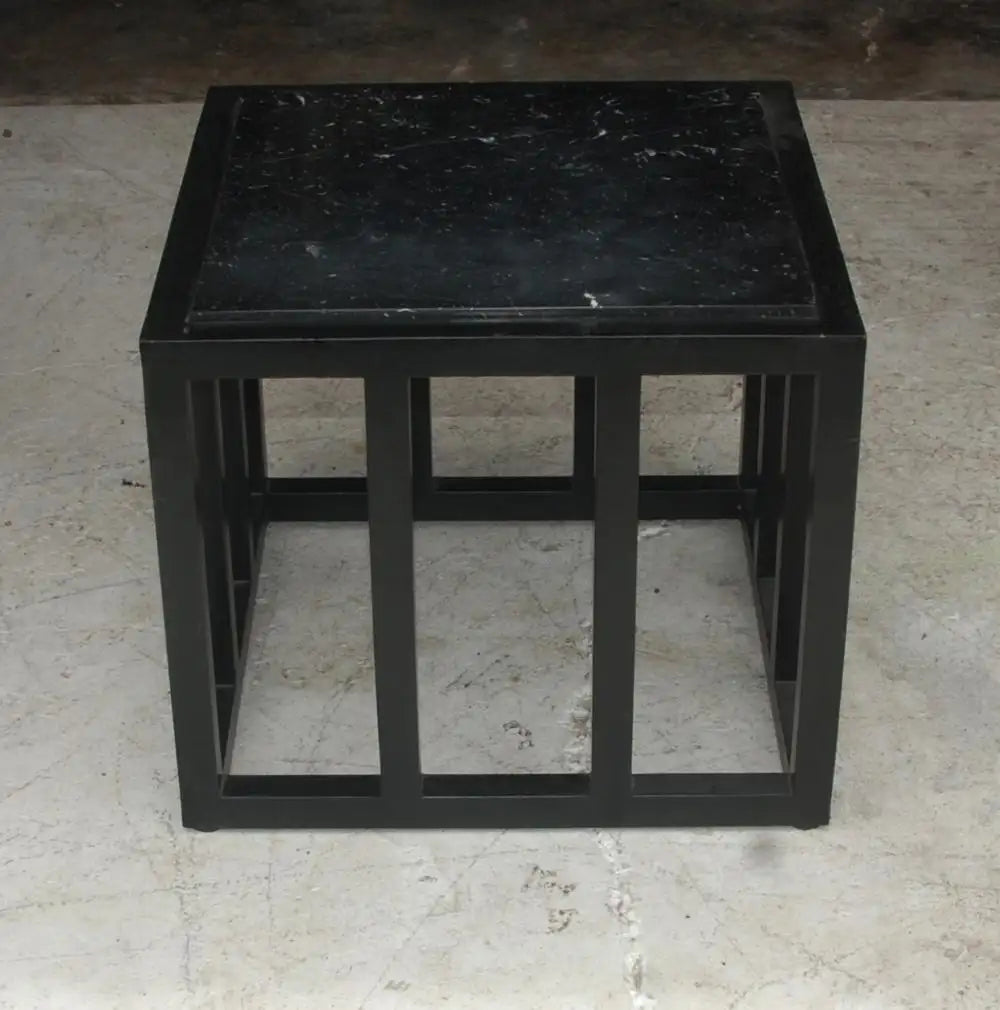 Ebonized Marble Side Table