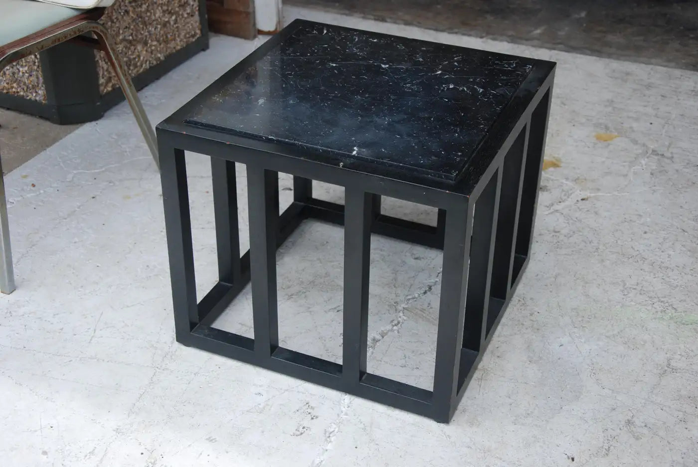 Ebonized Marble Side Table