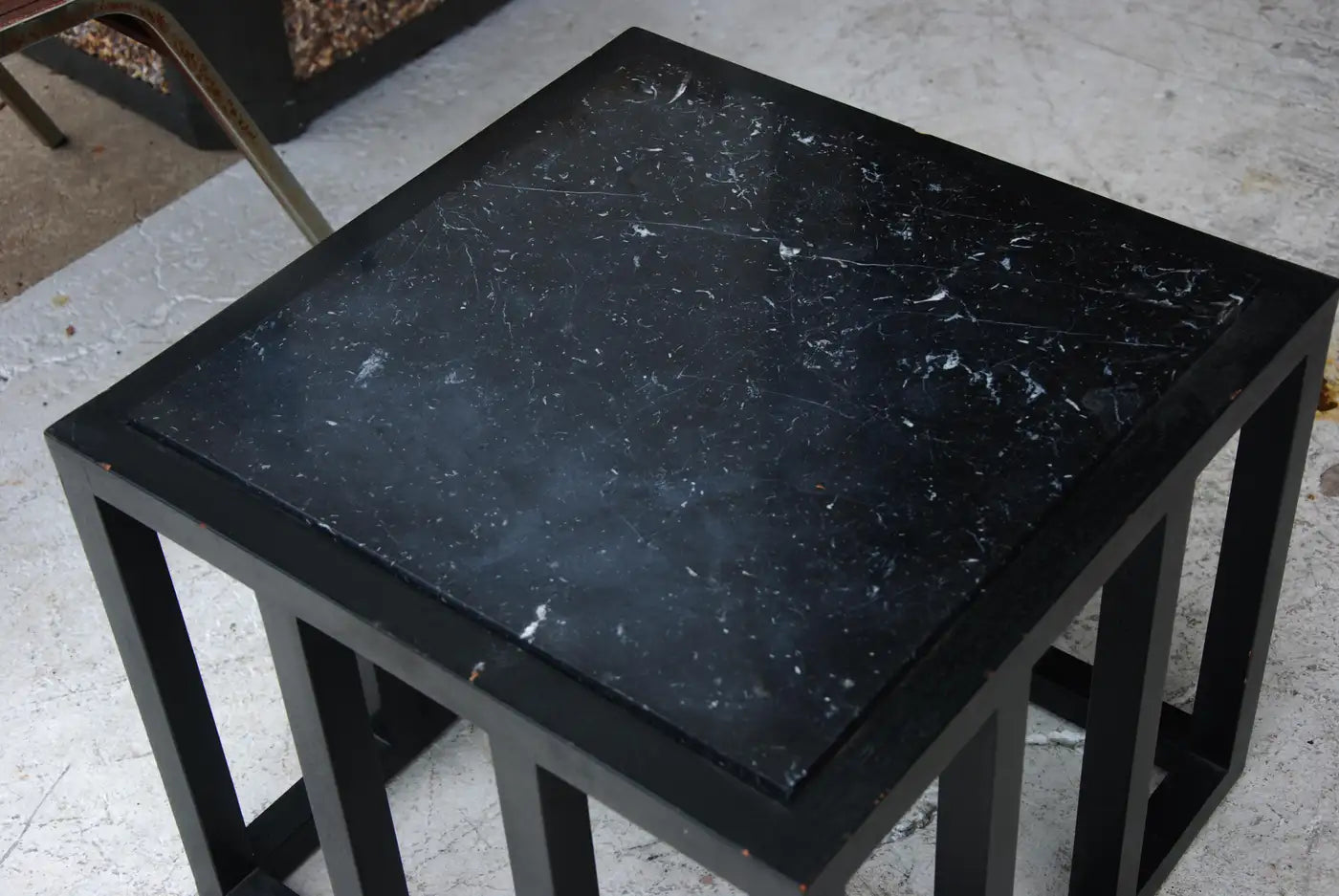 Ebonized Marble Side Table