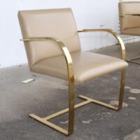 One Brass Flat-Bar Brno Chairs by Mies Van Der Rohe