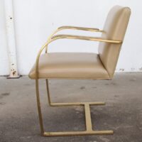 One Brass Flat-Bar Brno Chairs by Mies Van Der Rohe