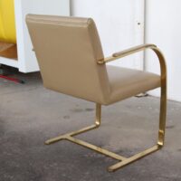 One Brass Flat-Bar Brno Chairs by Mies Van Der Rohe