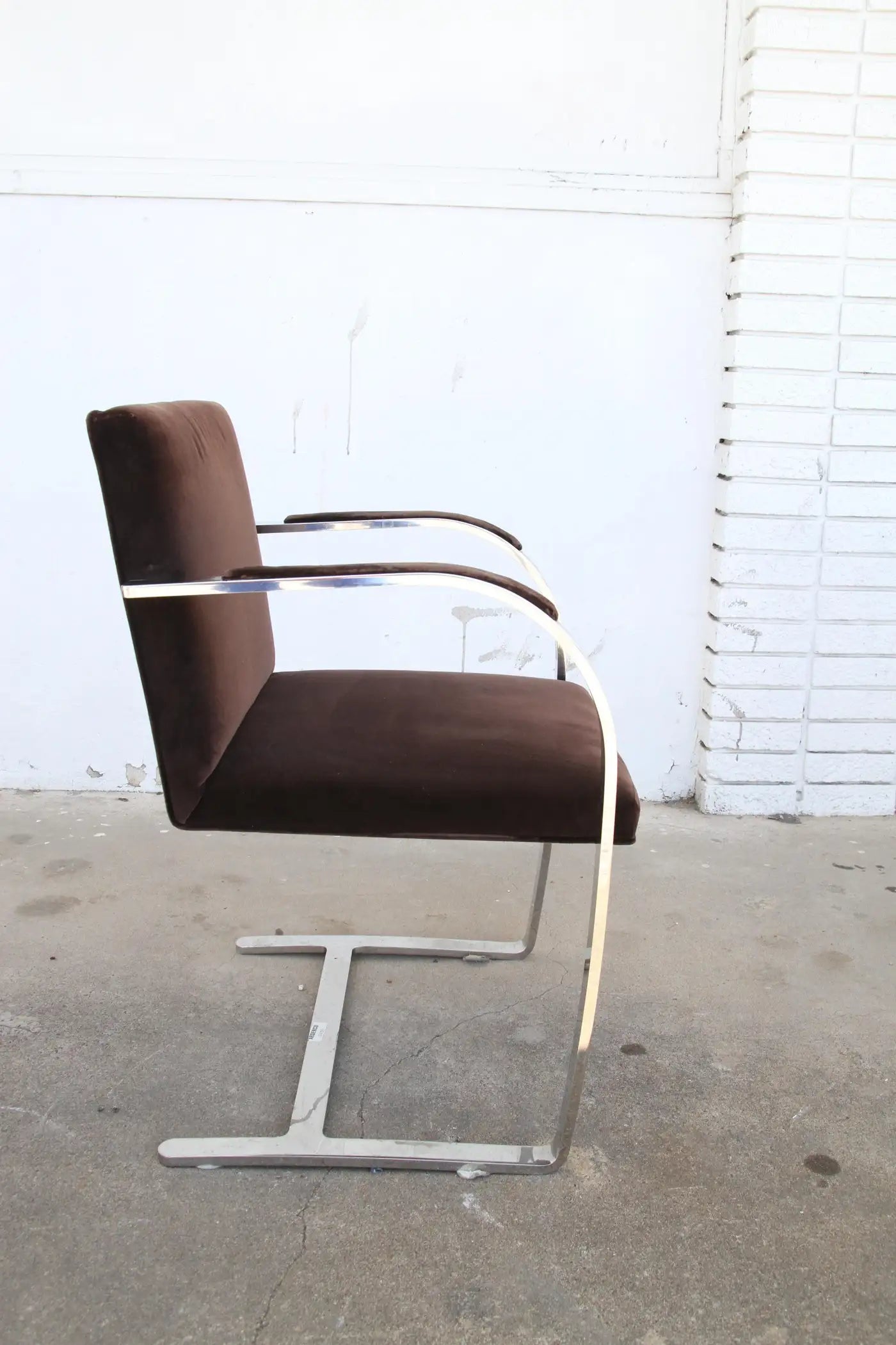 Pair BRNO Stainless Steel Flat Bar Arm Chairs