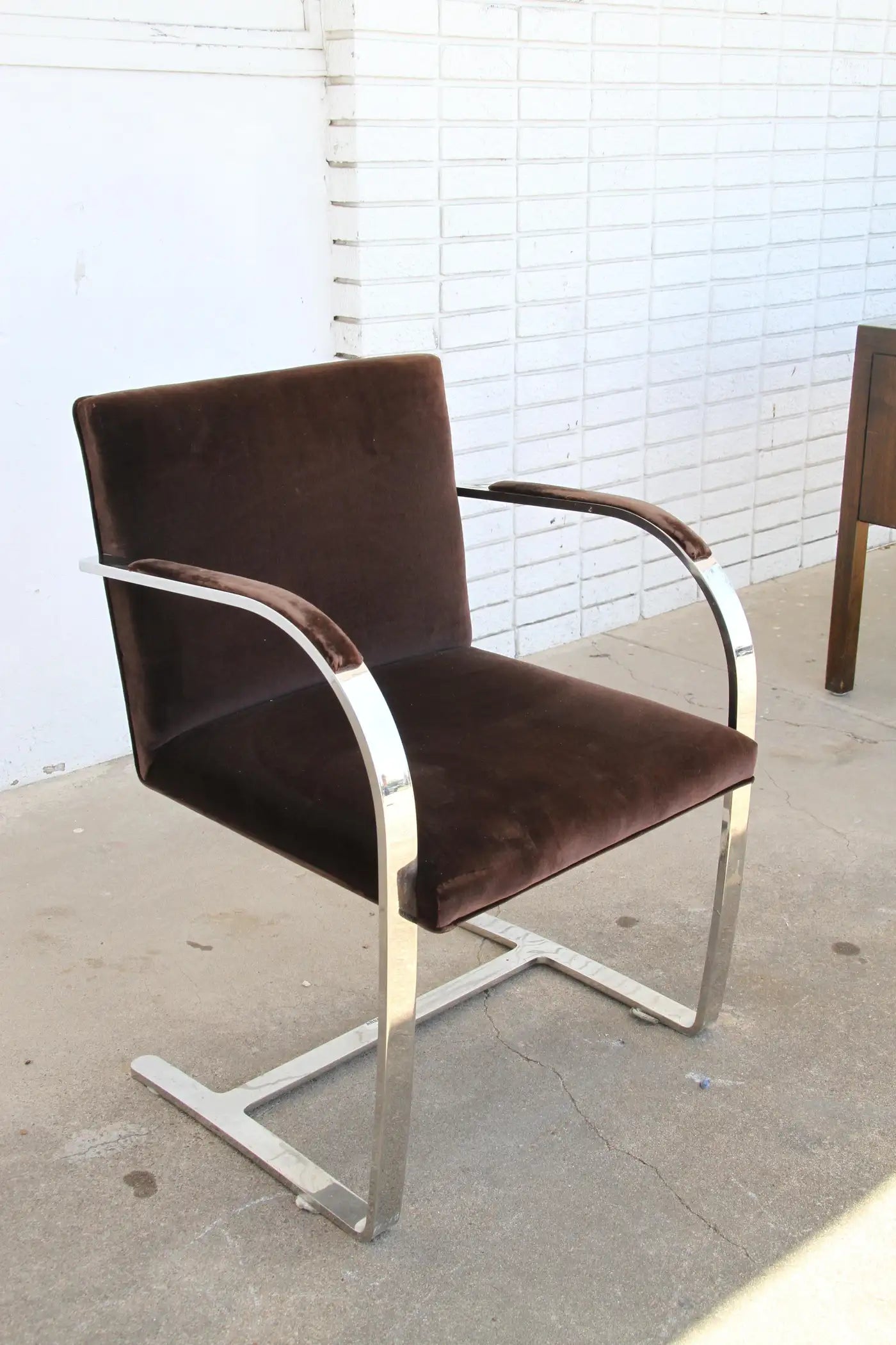 Pair BRNO Stainless Steel Flat Bar Arm Chairs