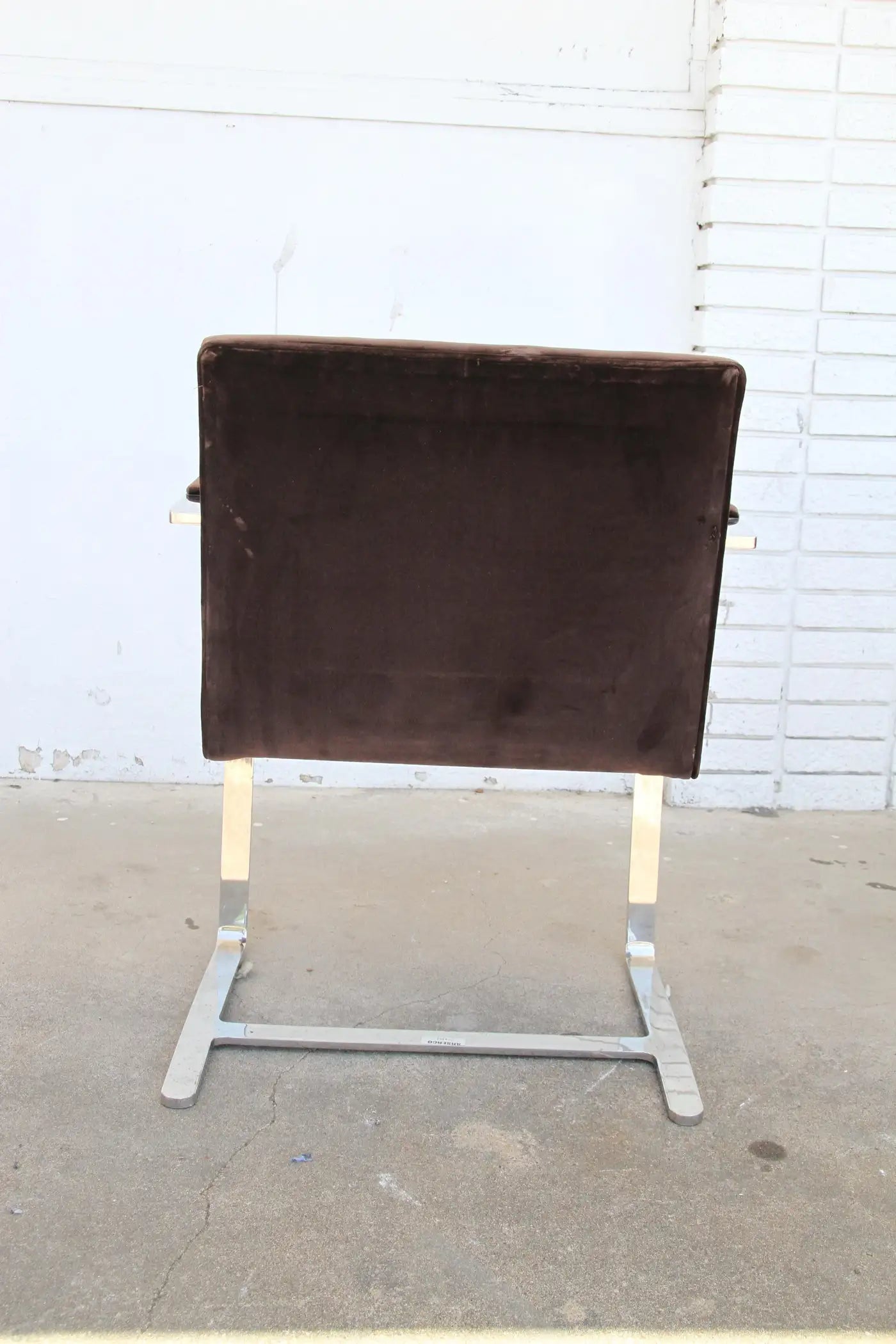 Pair BRNO Stainless Steel Flat Bar Arm Chairs