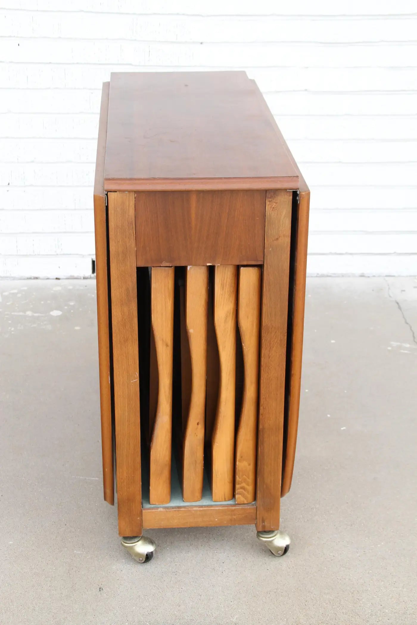 Mid Century Danish Dropleaf Storage Table and Chairs