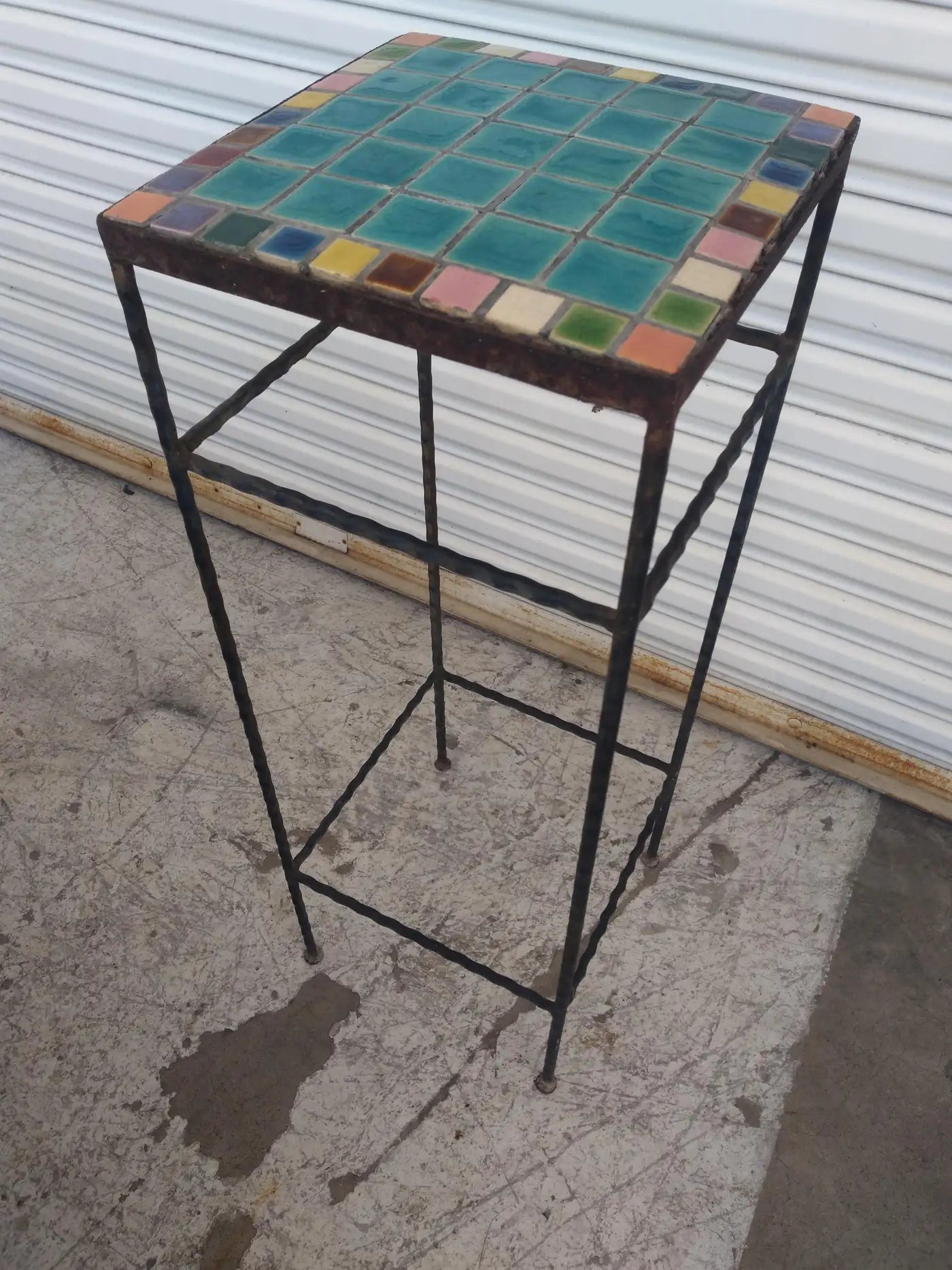 Wrought Iron Mosaic Tile pedestal stand