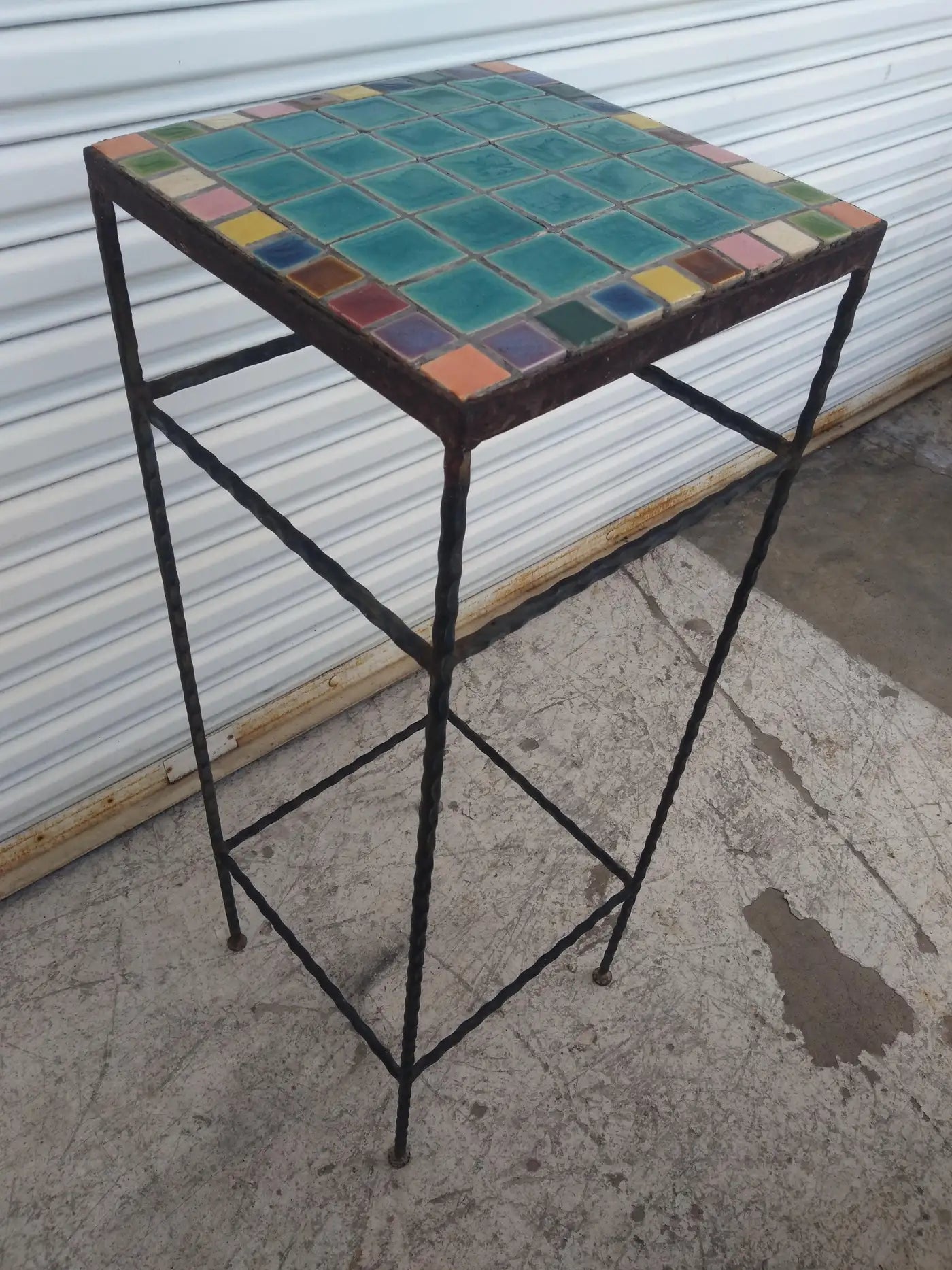 Wrought Iron Mosaic Tile pedestal stand