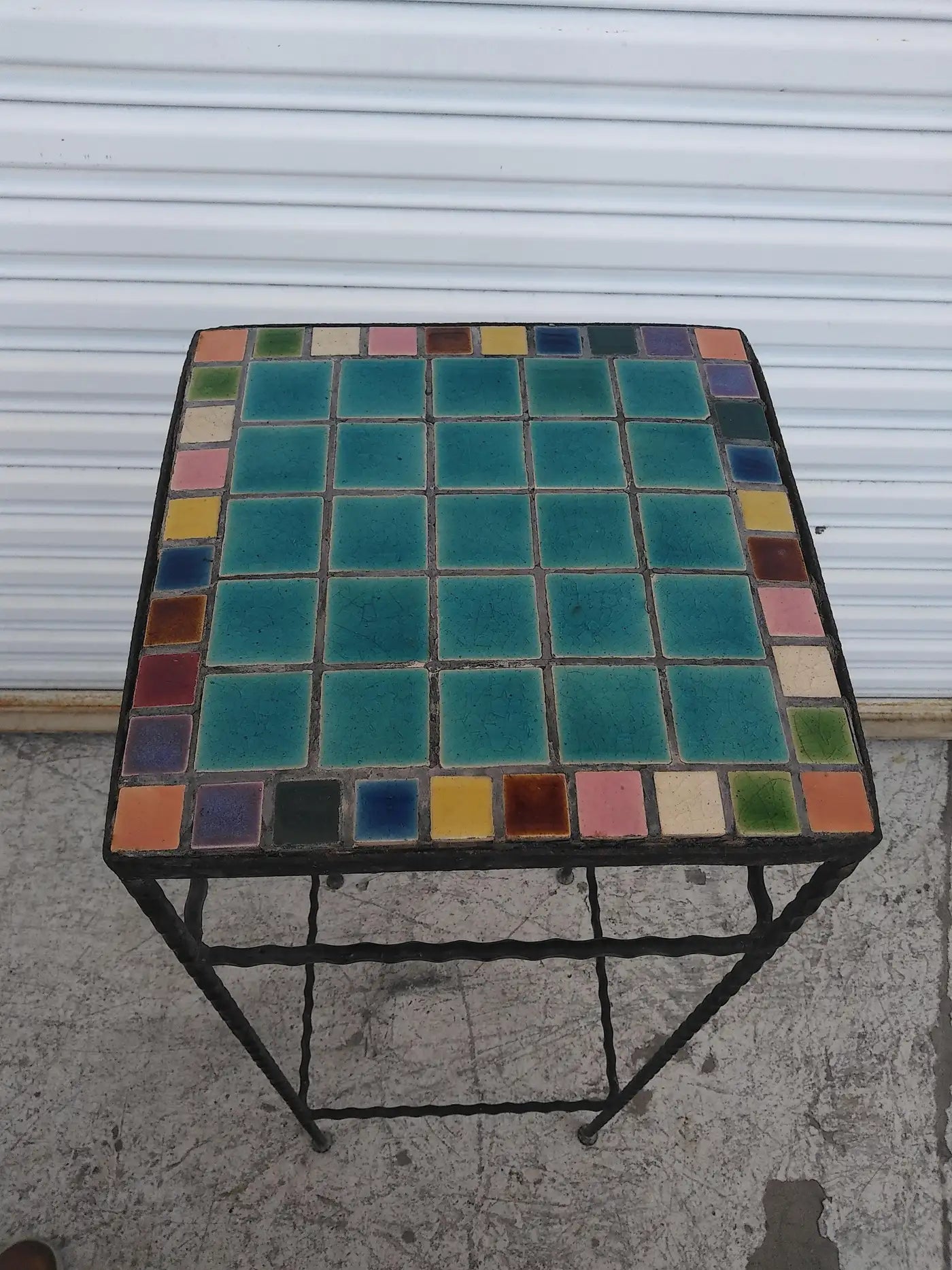 Wrought Iron Mosaic Tile pedestal stand