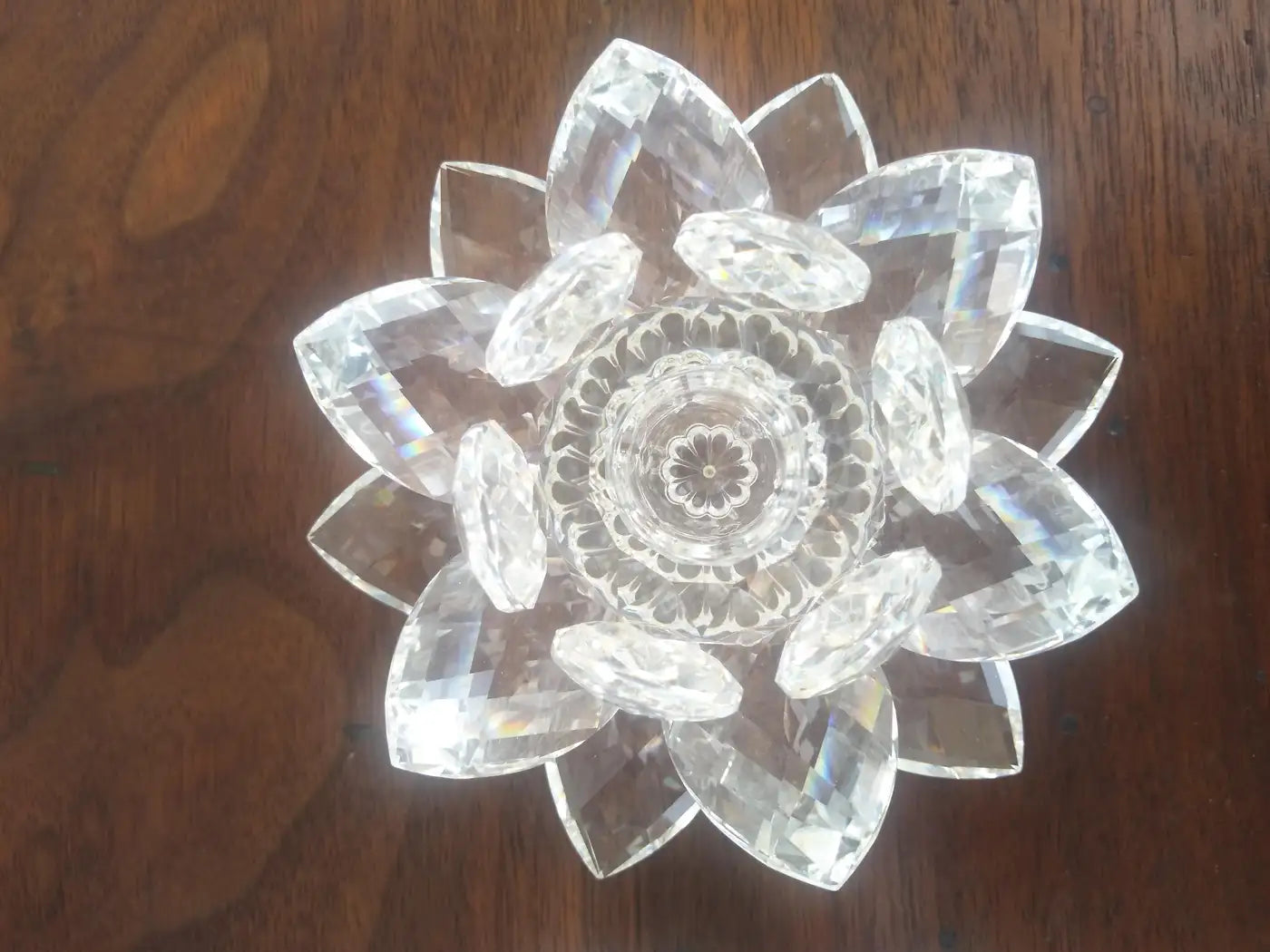 Pair of Swarovski Crystal Water Lily Candleholders w/ box