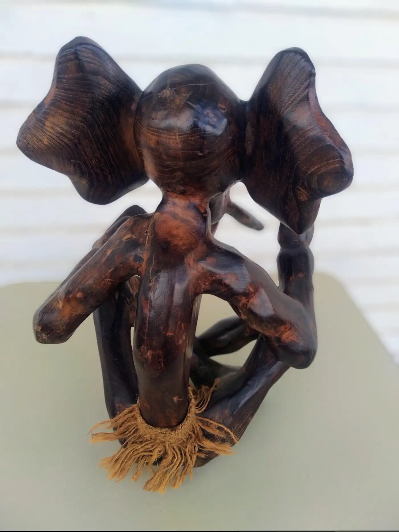 Hand Carved Wood Elephant Sculpture