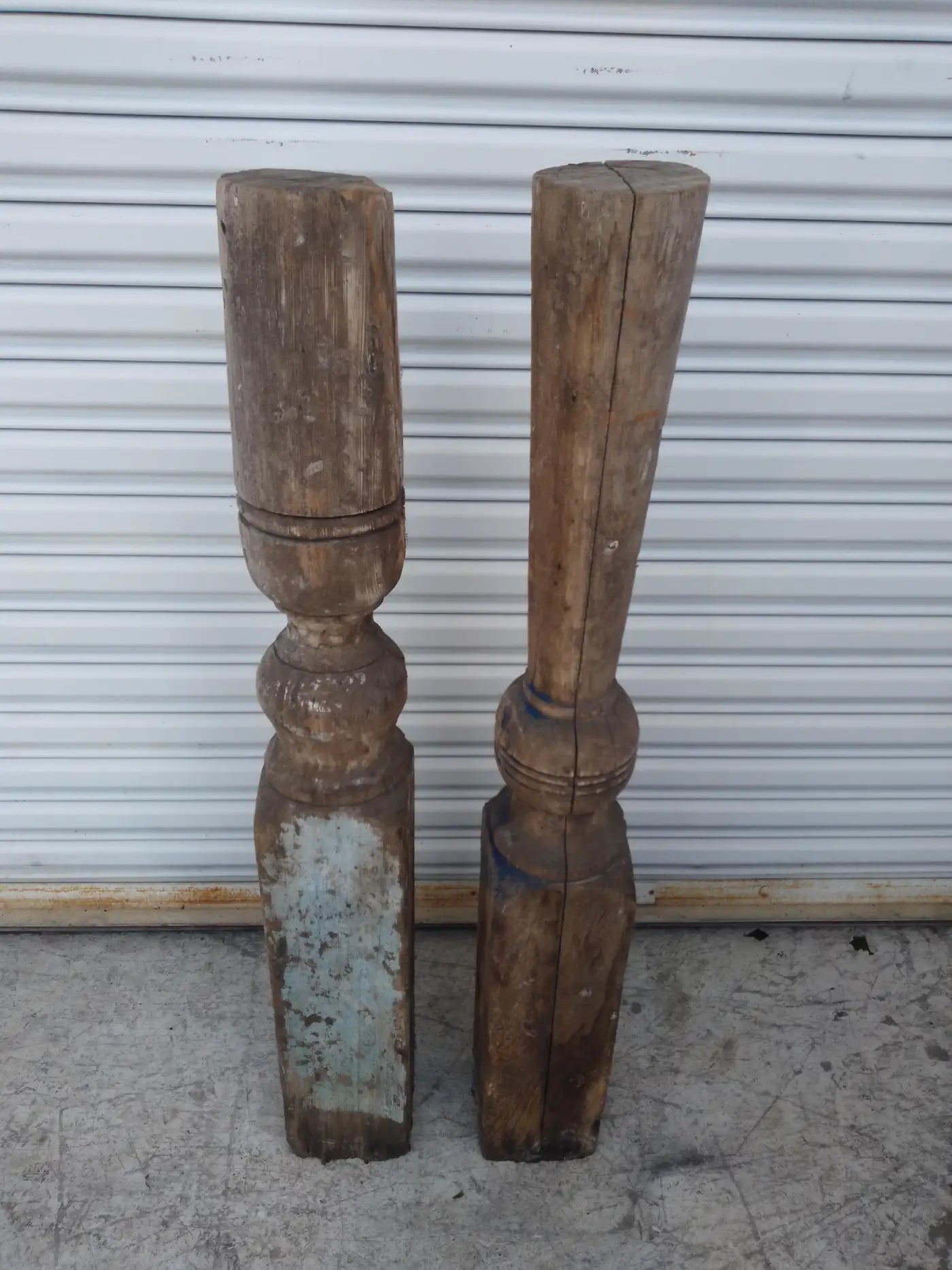 Pair of Wood Newell Style Pier Post