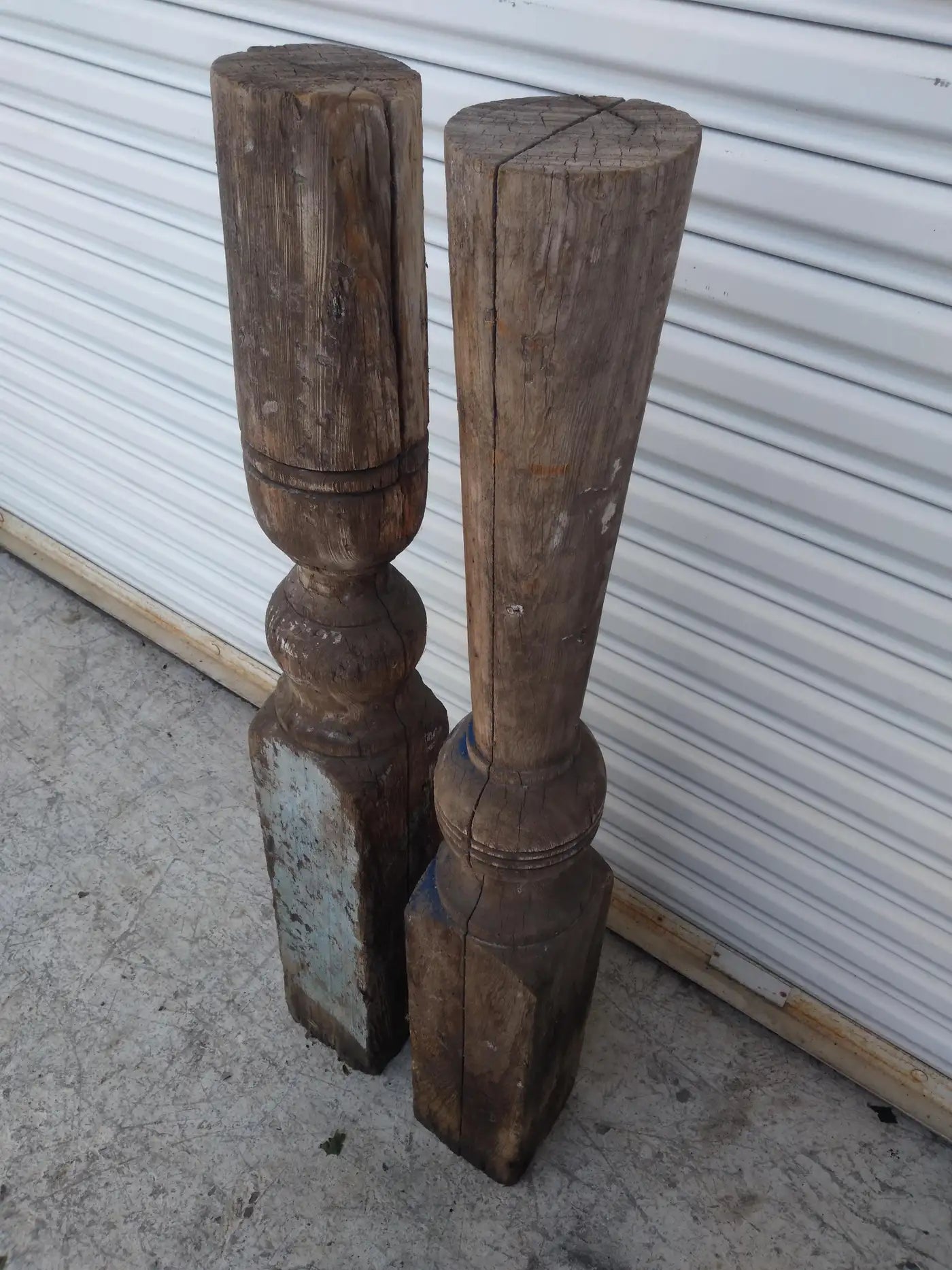 Pair of Wood Newell Style Pier Post