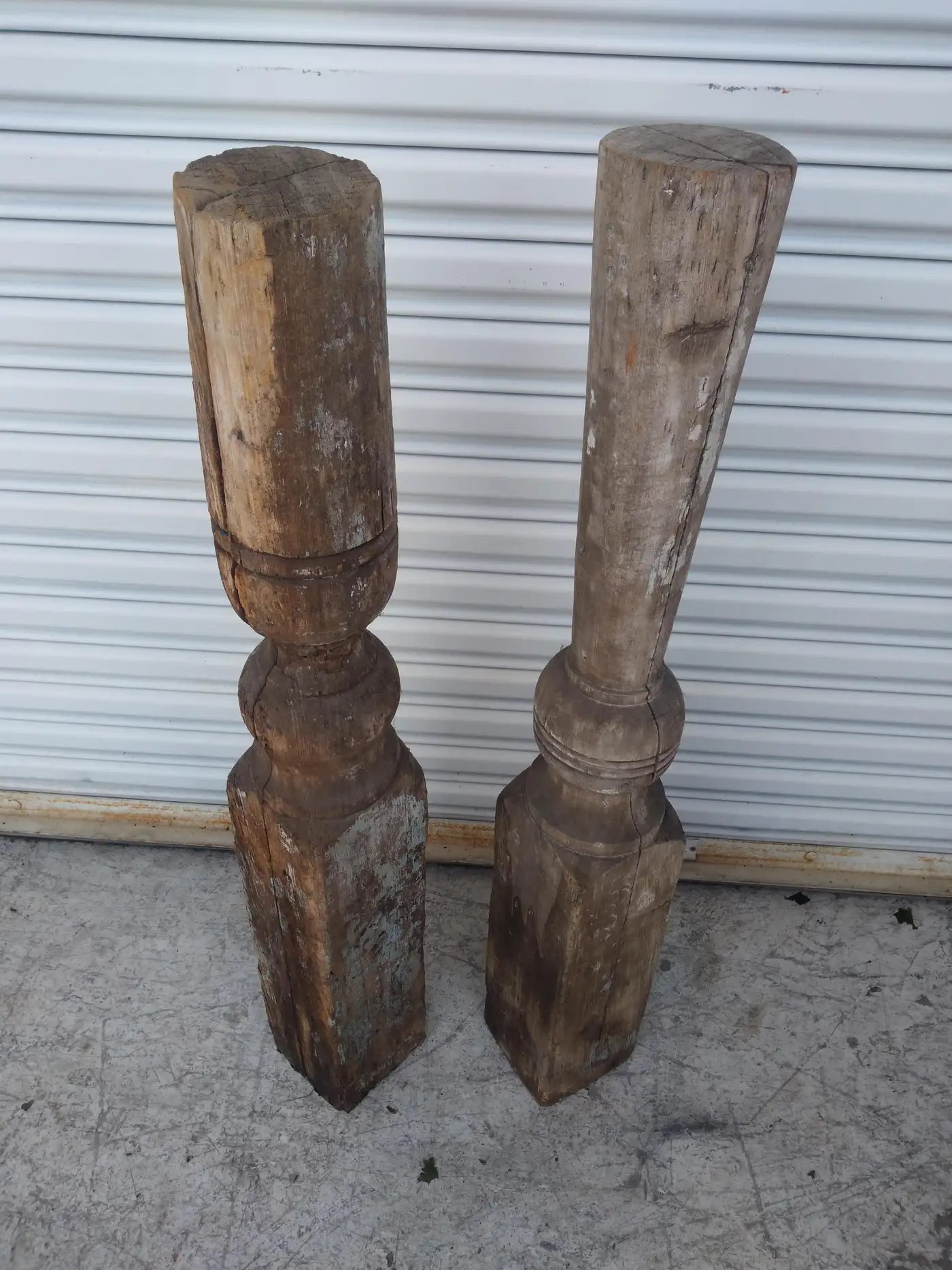 Pair of Wood Newell Style Pier Post