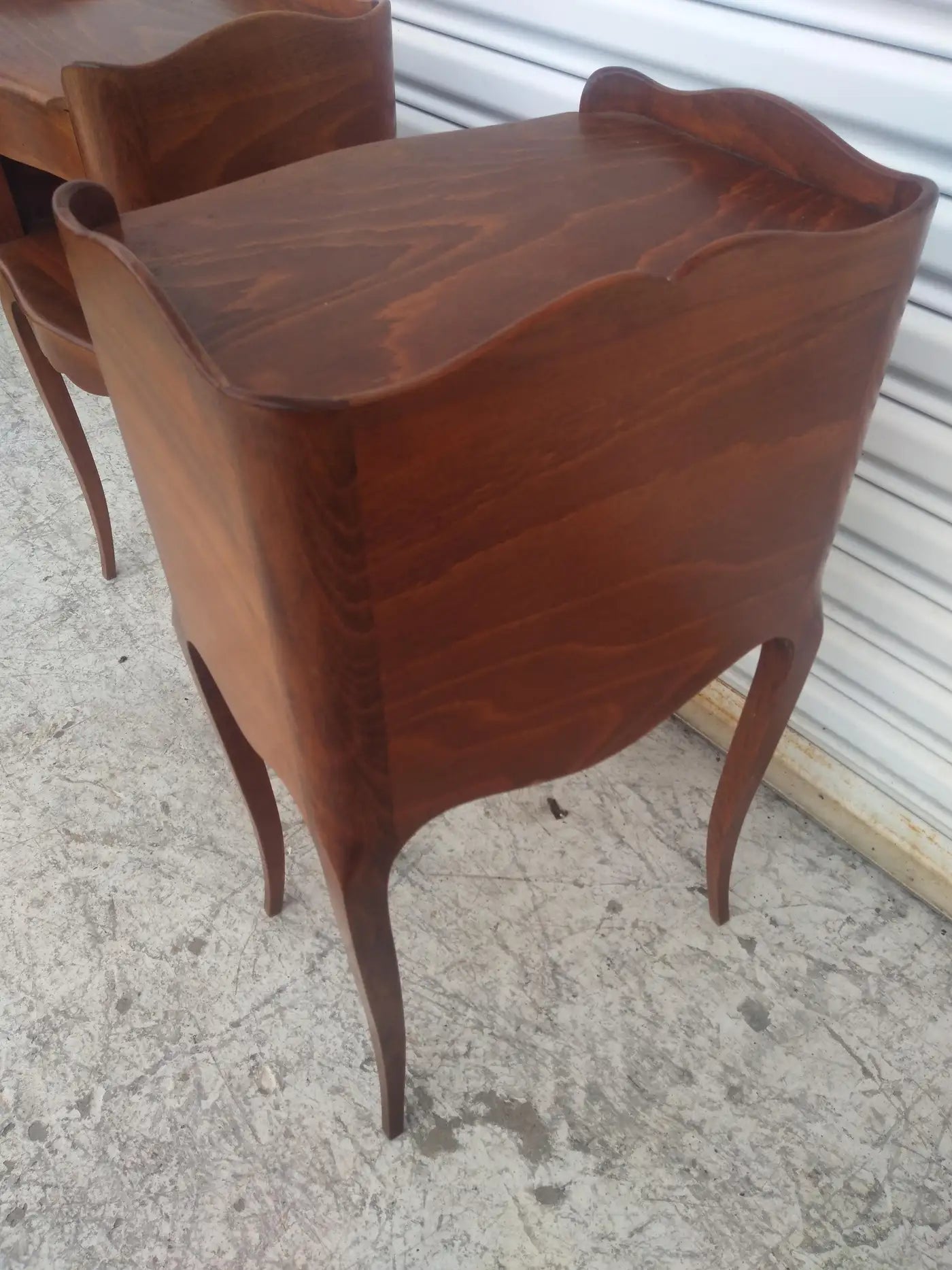 Pair of Vintage Single Drawer Walnut French Provincial Nightstands