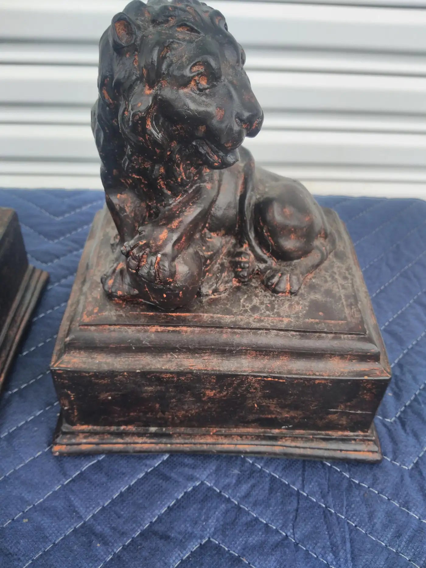 Pair of Heavy Plaster Lion Bookends