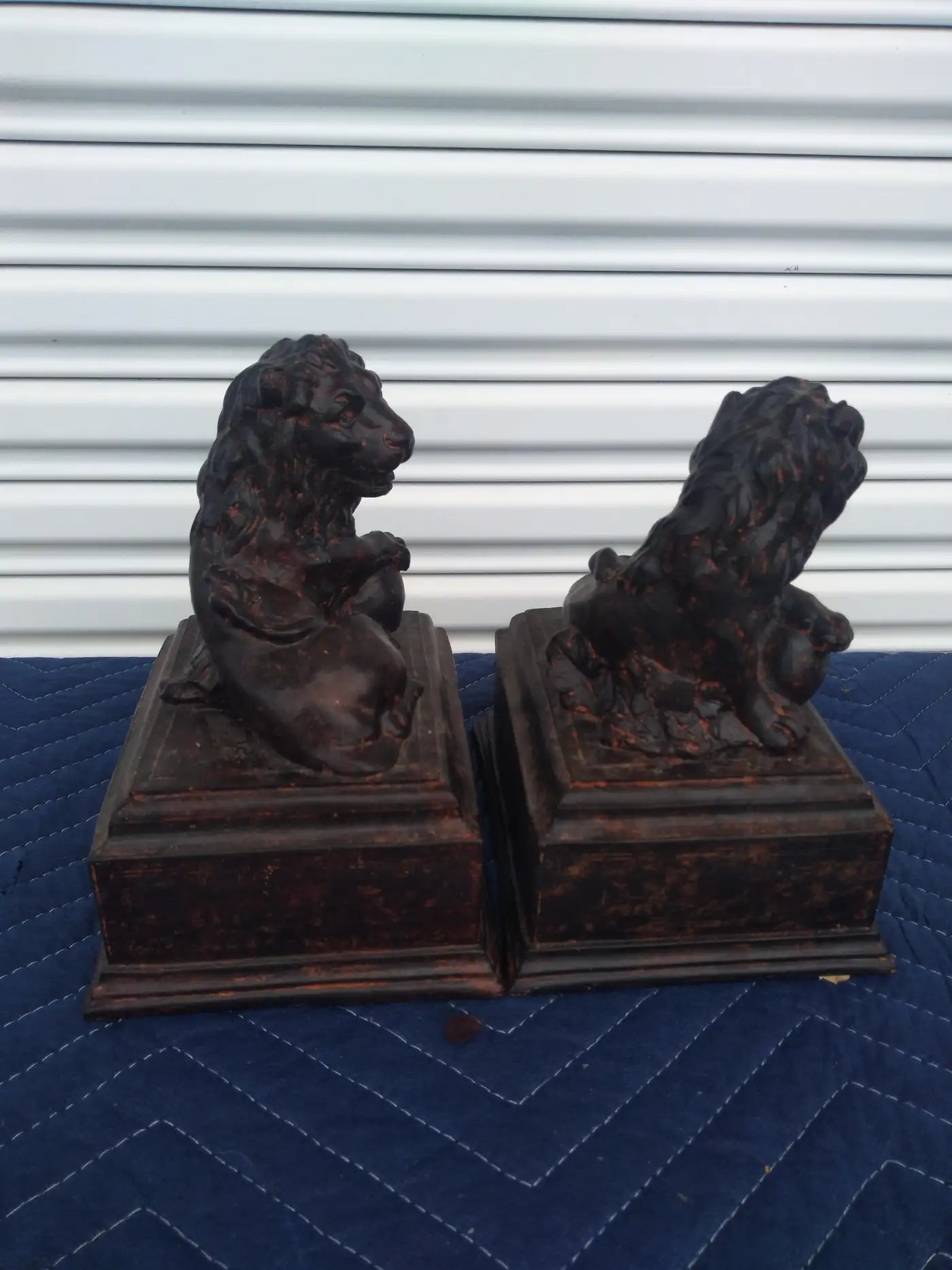 Pair of Heavy Plaster Lion Bookends