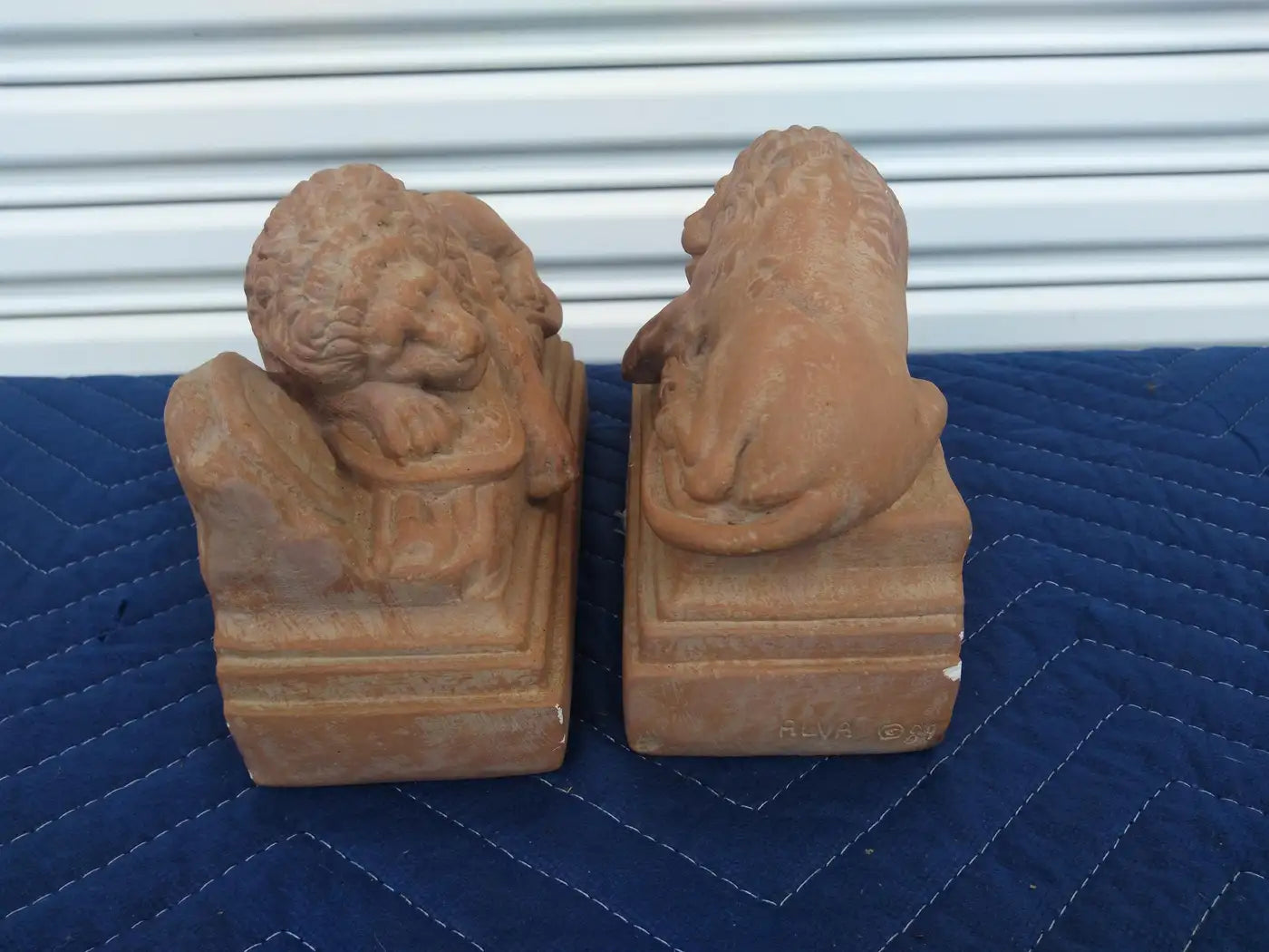 Pair of Lion Plaster Cast Bookends by Alva