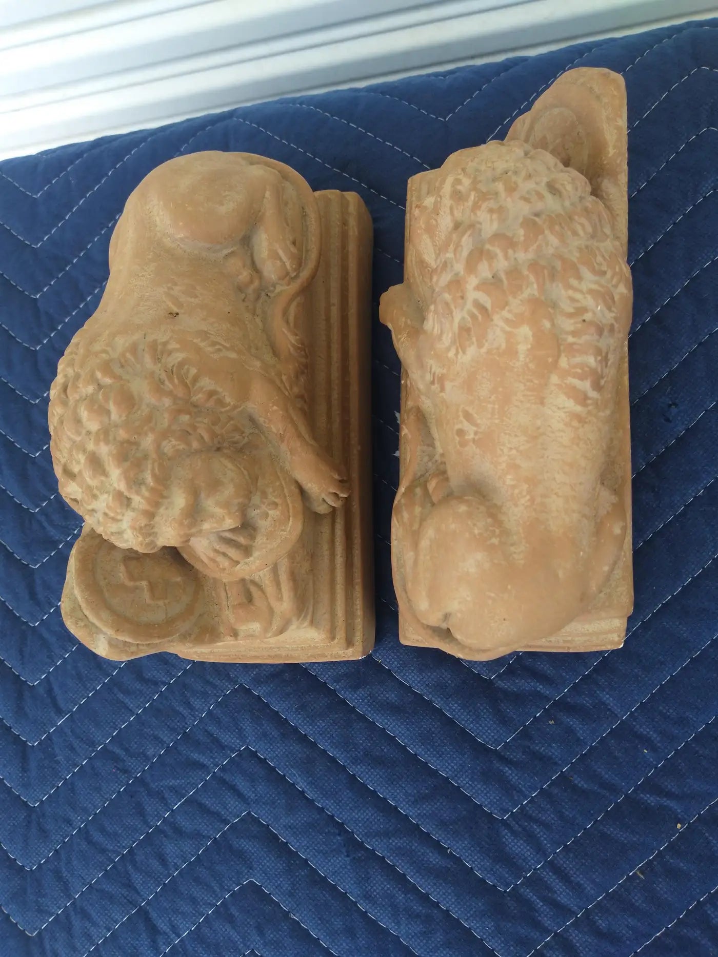 Pair of Lion Plaster Cast Bookends by Alva