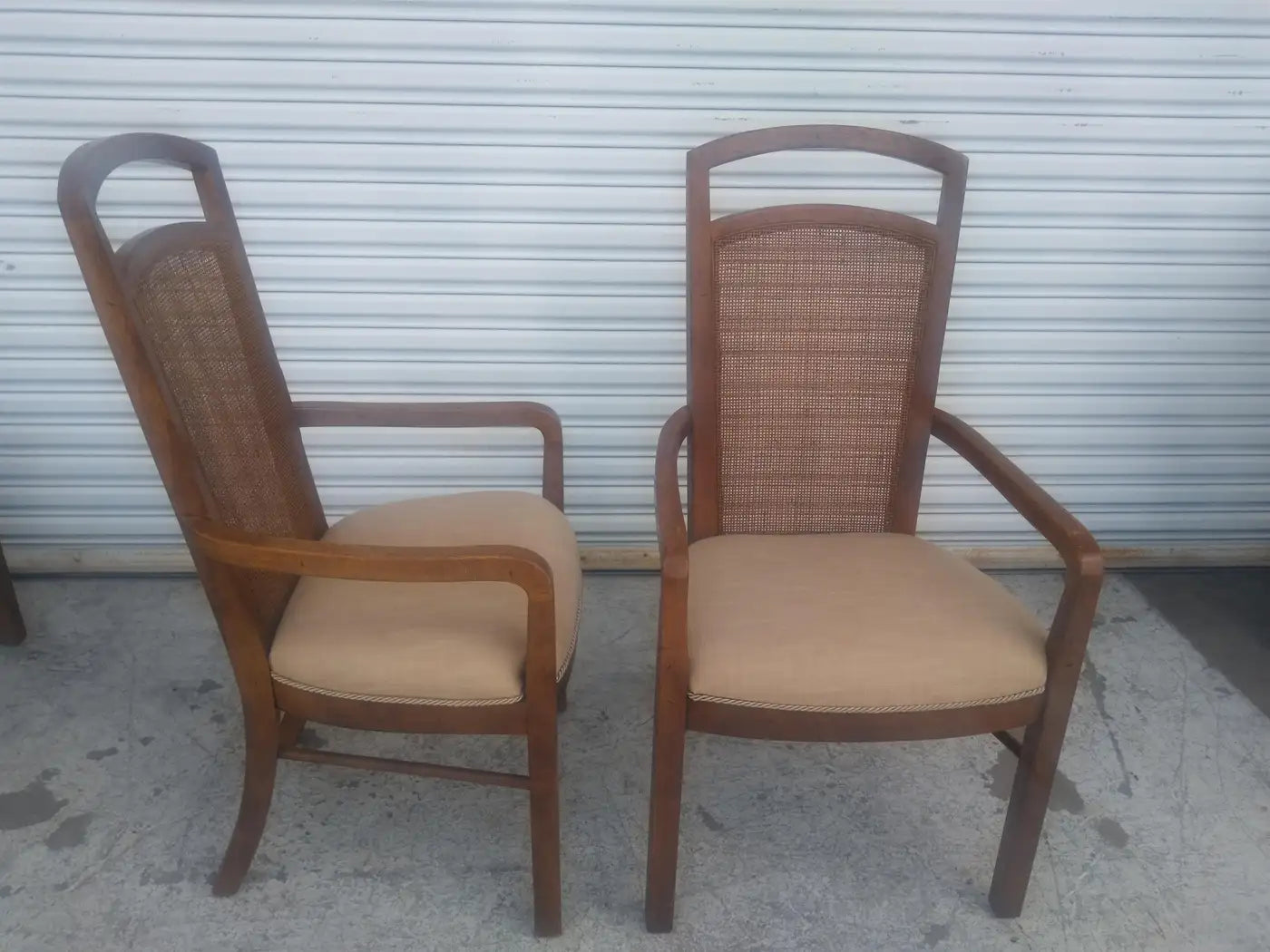 Set of 6 Drexel Pecan Cane Back Dining Chairs