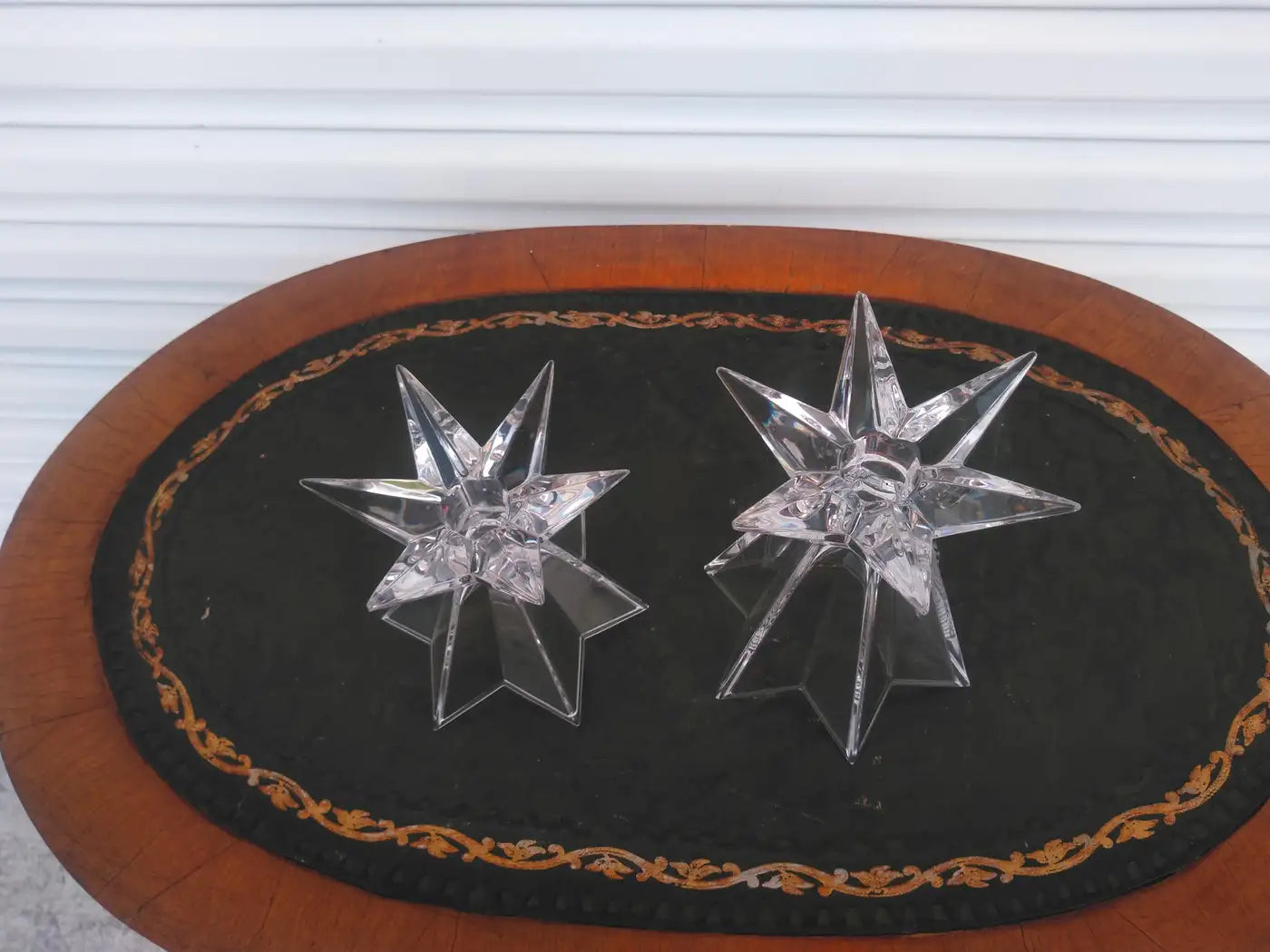 Pair of Nachtmann Galaxia Crystal Starburst Candleholders